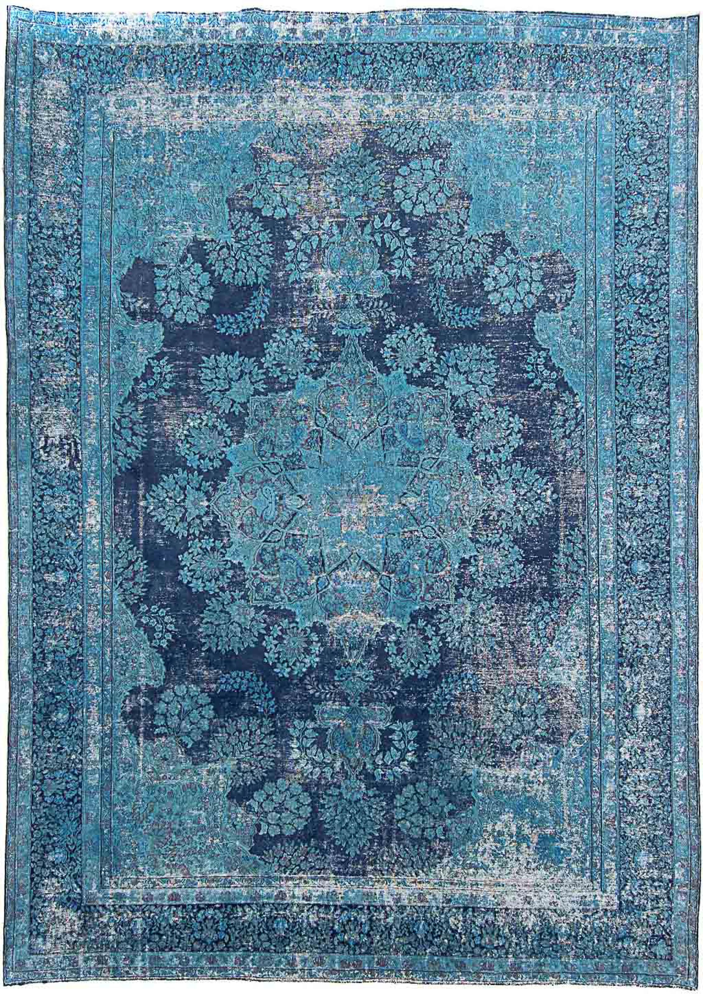 morgenland Teppich »Vintage - 333 x 258 cm - blau«, rechteckig, Wohnzimmer, Handgeknüpft, Einzelstück mit Zertifikat