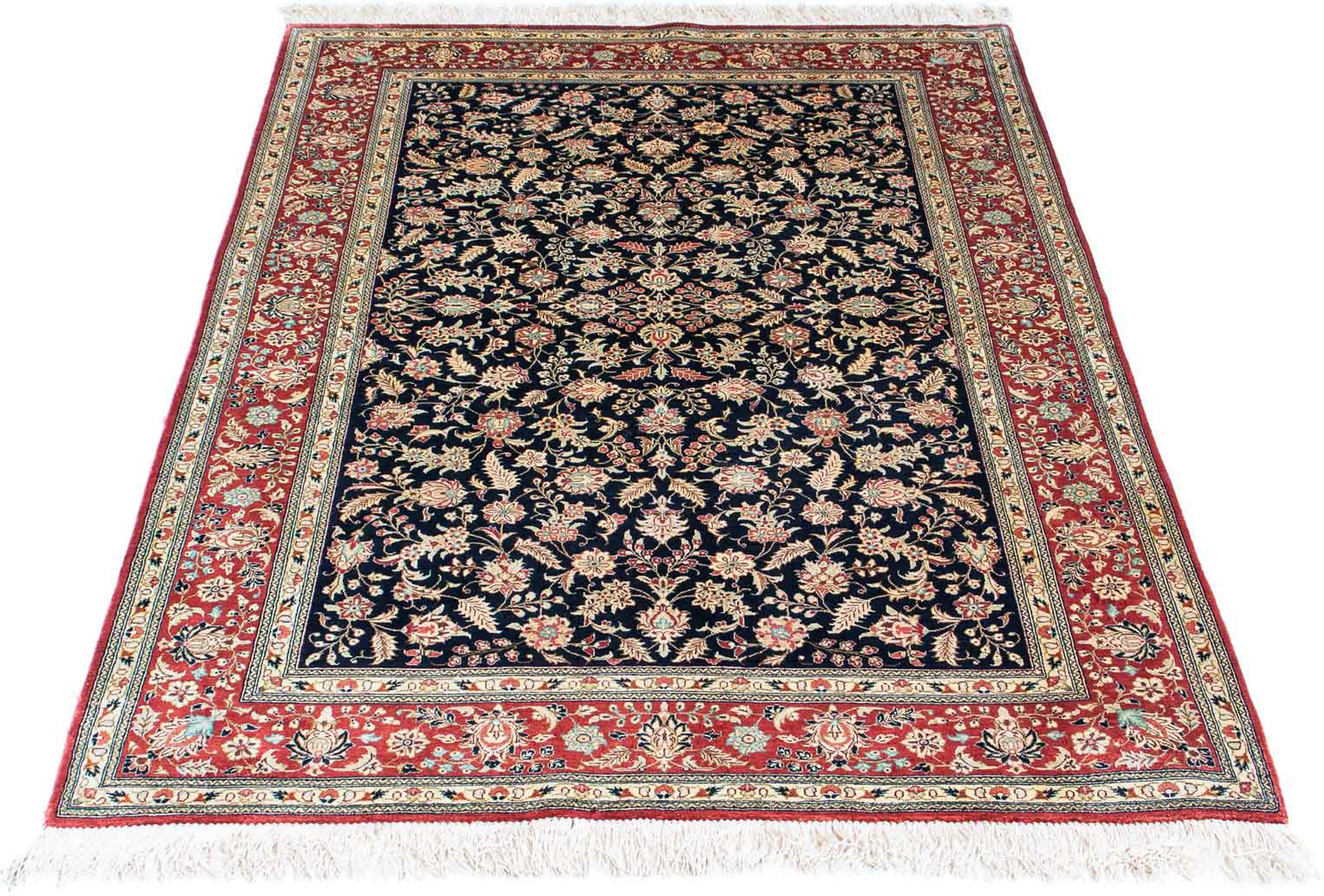 Image of morgenland Orientteppich »Perser - Ghom - 148 x 98 cm - dunkelblau«, rechteckig, 10 mm Höhe, Wohnzimmer, Handgeknüpft, Einzelstück mit Zertifikat bei Ackermann Versand Schweiz