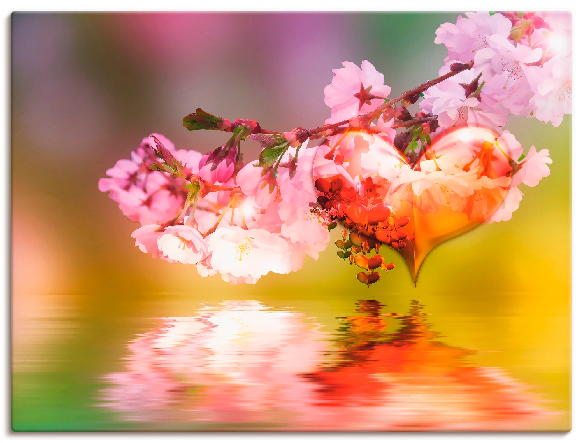 Image of Artland Leinwandbild "Frühlingsherz" Arrangements 1 Stk. tlg. auf Holzrahmen gespannt