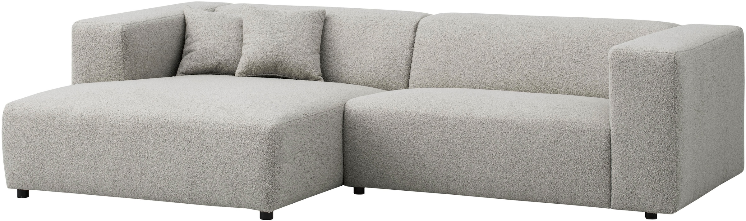 andas Ecksofa »BAKELS, L-Form in Cord oder Boucle-Stoff, moderne Couch«, wahlweise Recamiere rechts/links, bequemer Sitzkomfort