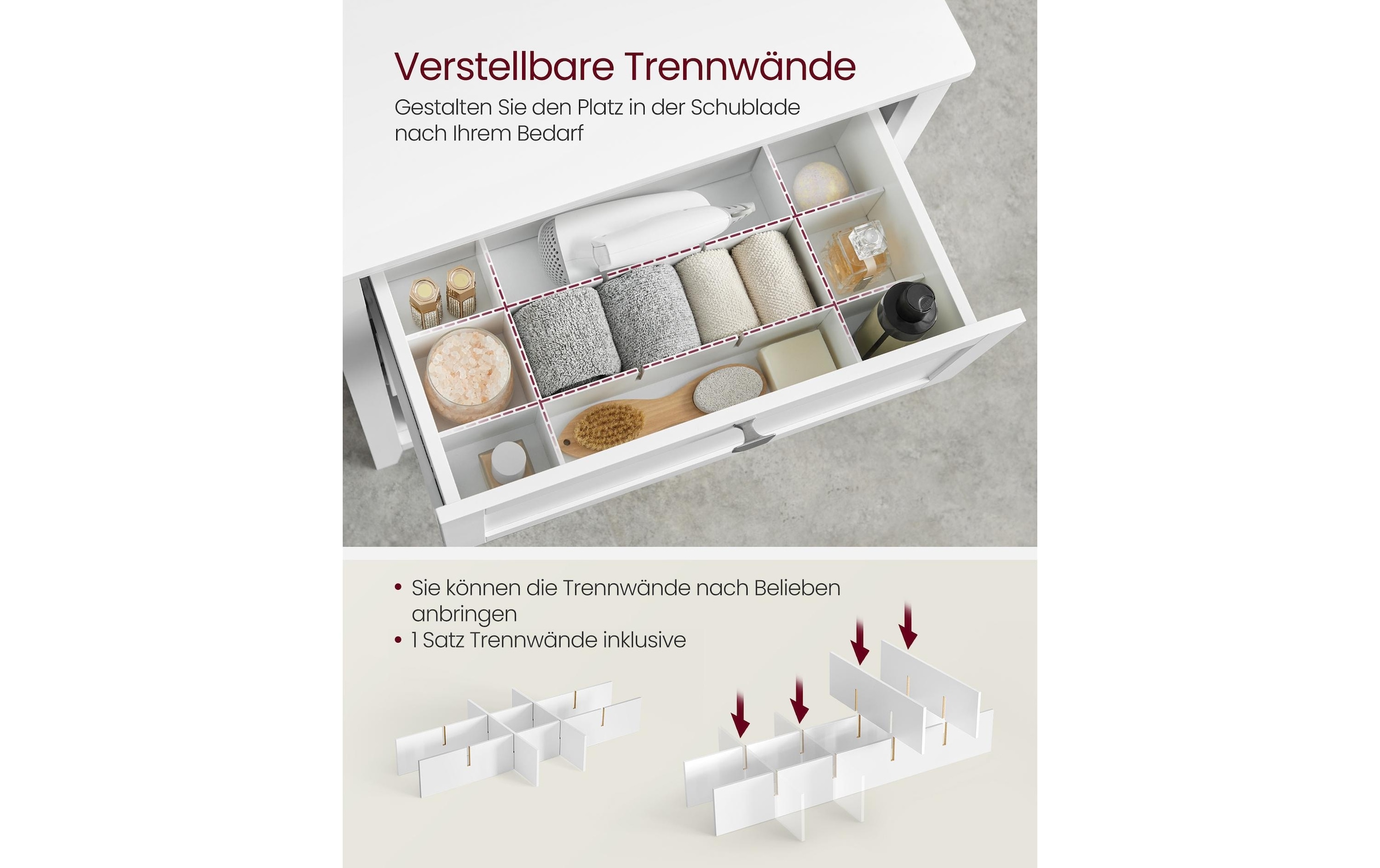 VASAGLE Mehrzweckschrank »VASAGLE Badezimmer-Schrank 30 x 80 cm, Weiss«