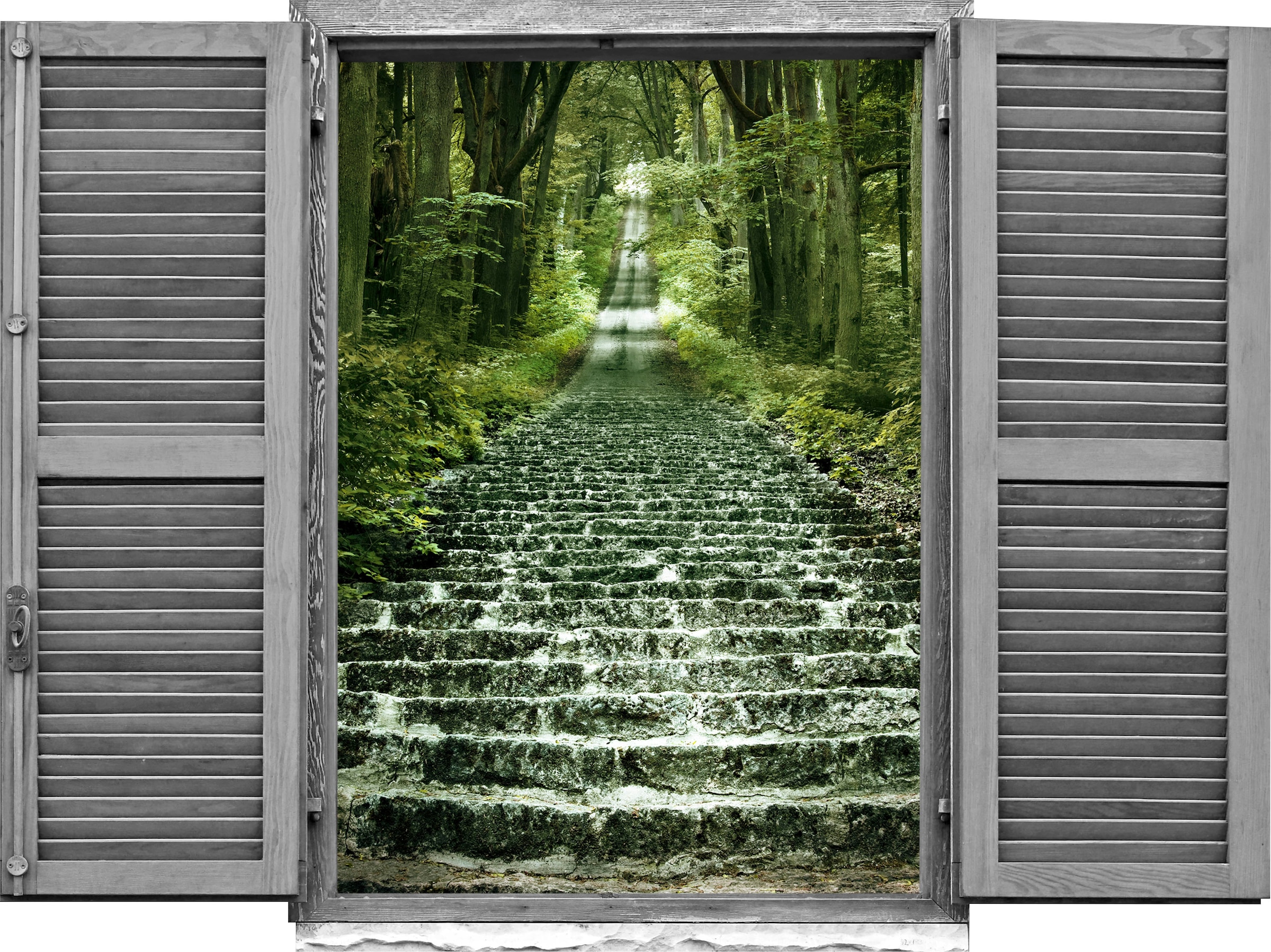 Image of queence Wandtattoo "Waldweg II" Wandsticker, Wandbild, selbstklebend, 3D, Fenster