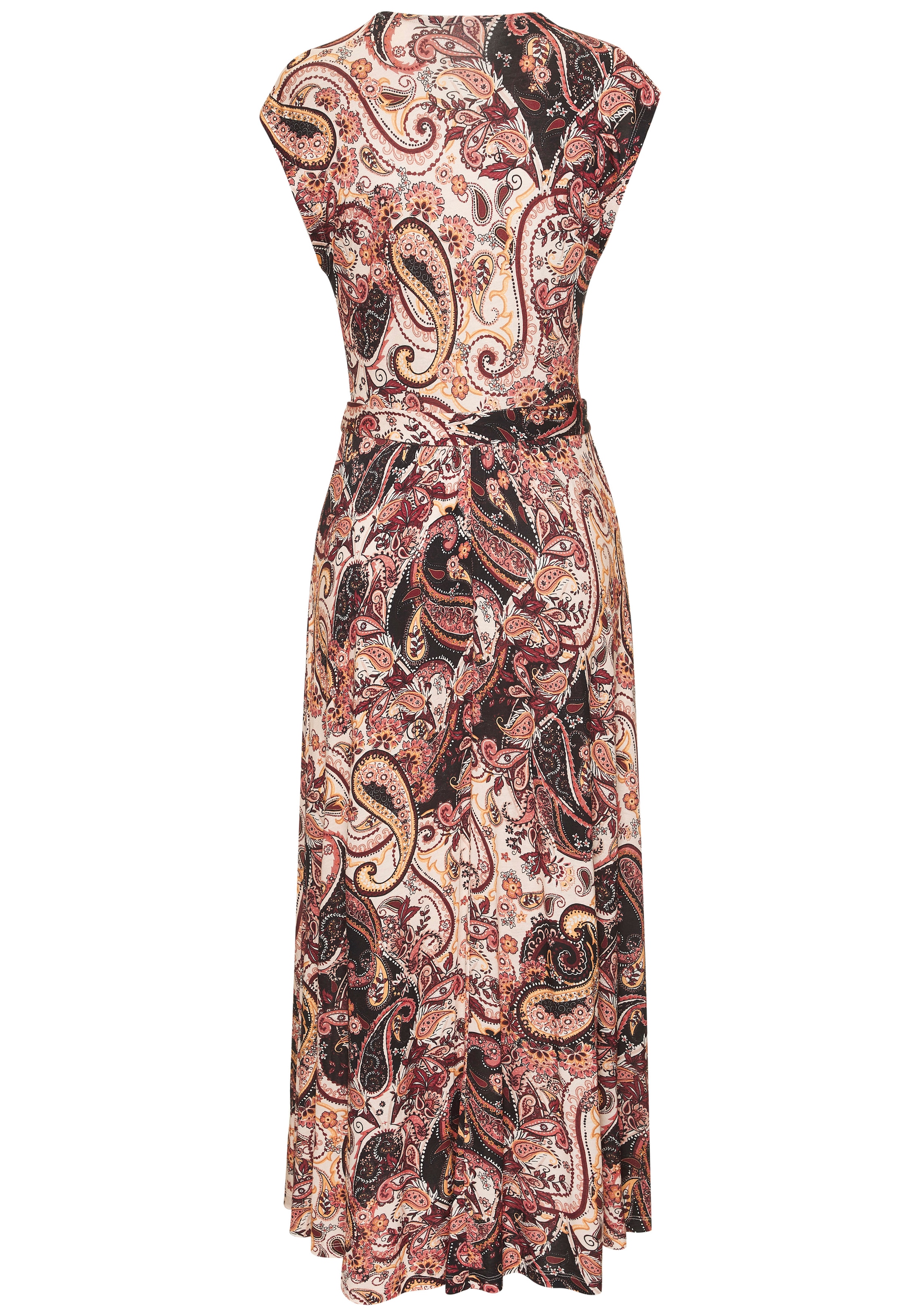 Vivance Maxikleid mit Bindegürtel,  Eingrifftaschen mit Alloverdruck, Sommerkleid mit Taschen, Strandkleid