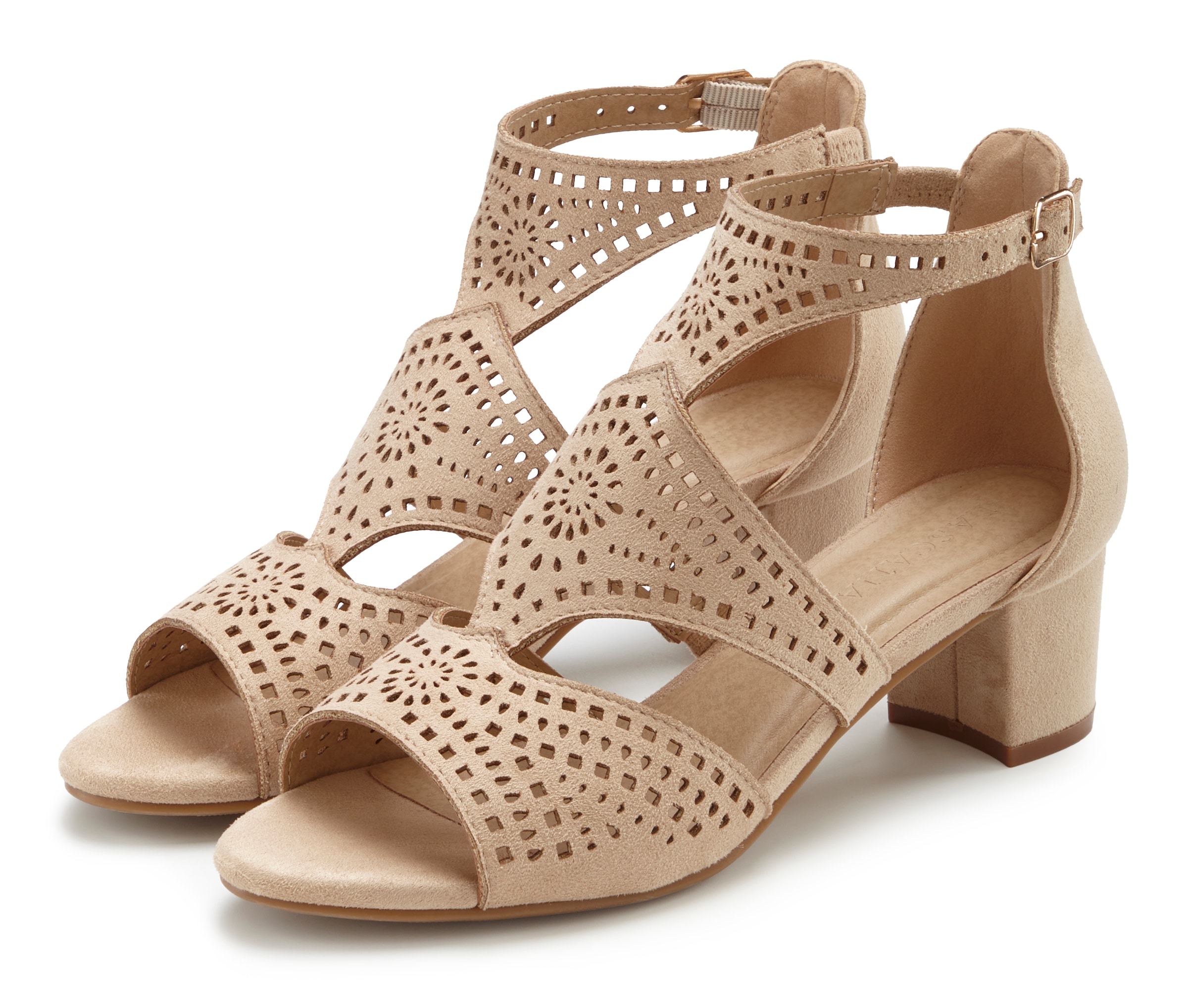 Image of LASCANA Riemchensandalette "Sommerschuh, offener Schuh, Sandalette, Sandale," mit Blockabsatz VEGAN