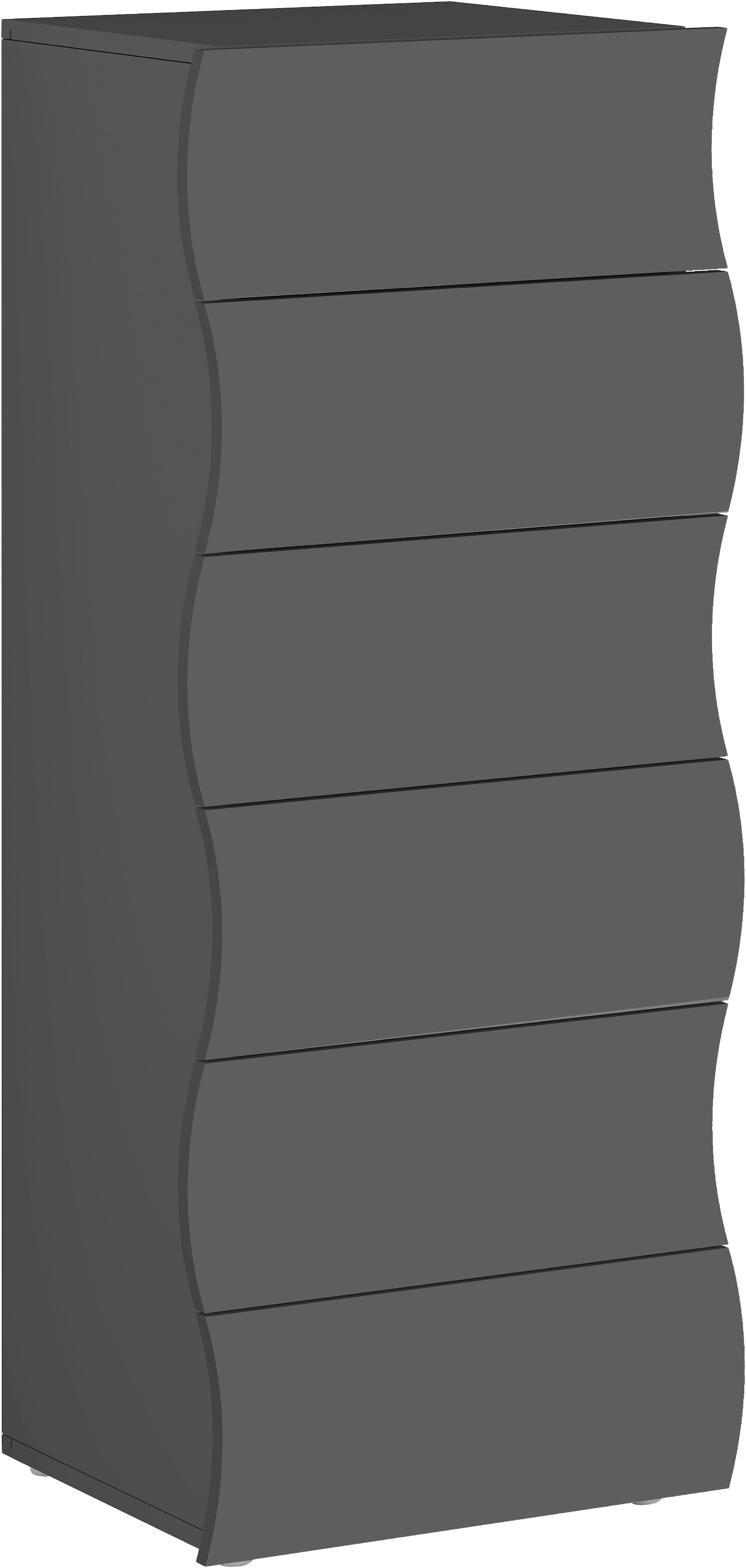 Image of Home affaire Kommode "Onda Schubladenschrank, Kommodenschrank, mit 6 Schubladen," Elegante Kommode mit Wellenfront in Anthrazit matt, Made in Italy