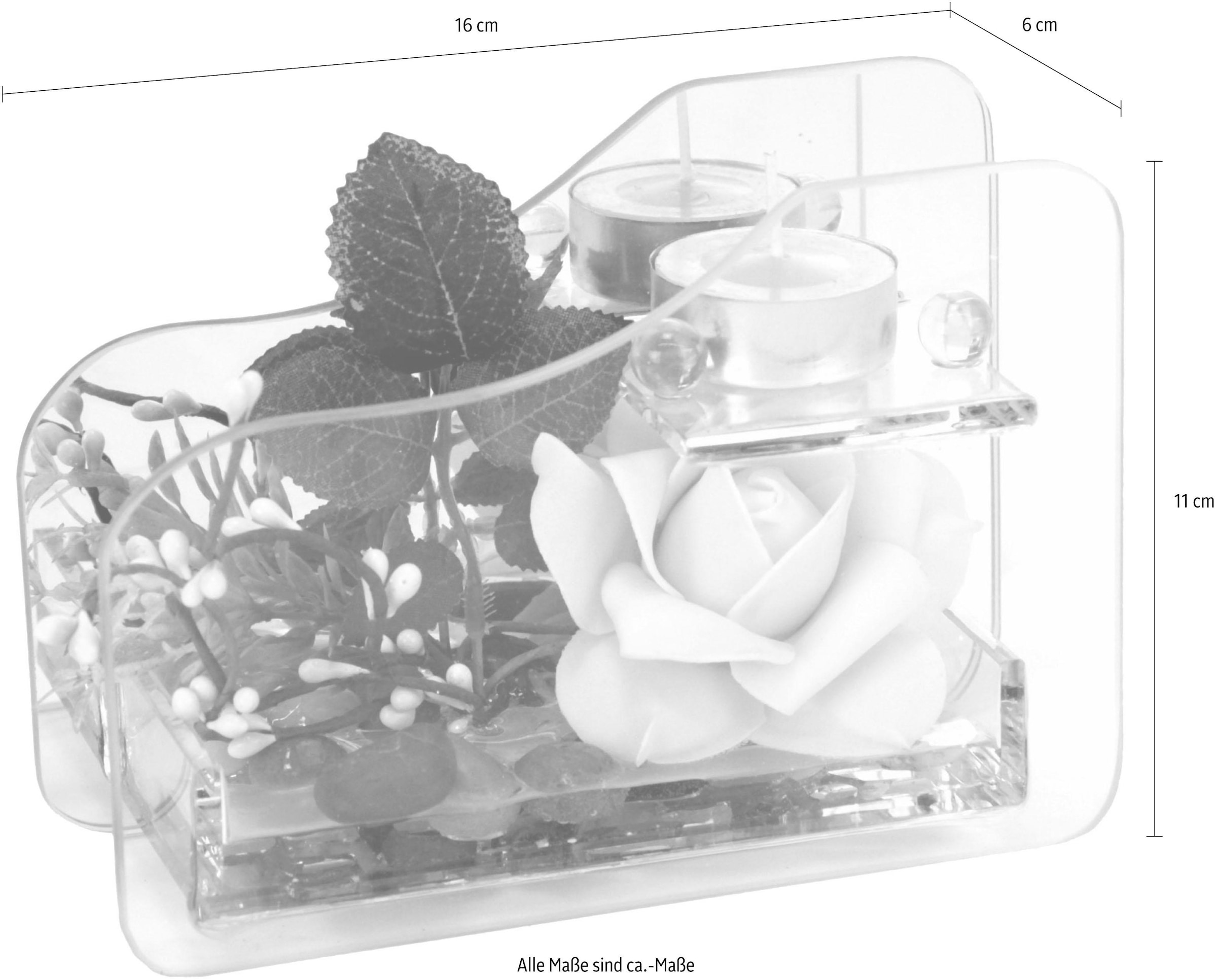 Teelicht« kaufen Glas im Kunstpflanze mit »Rose bequem I.GE.A.