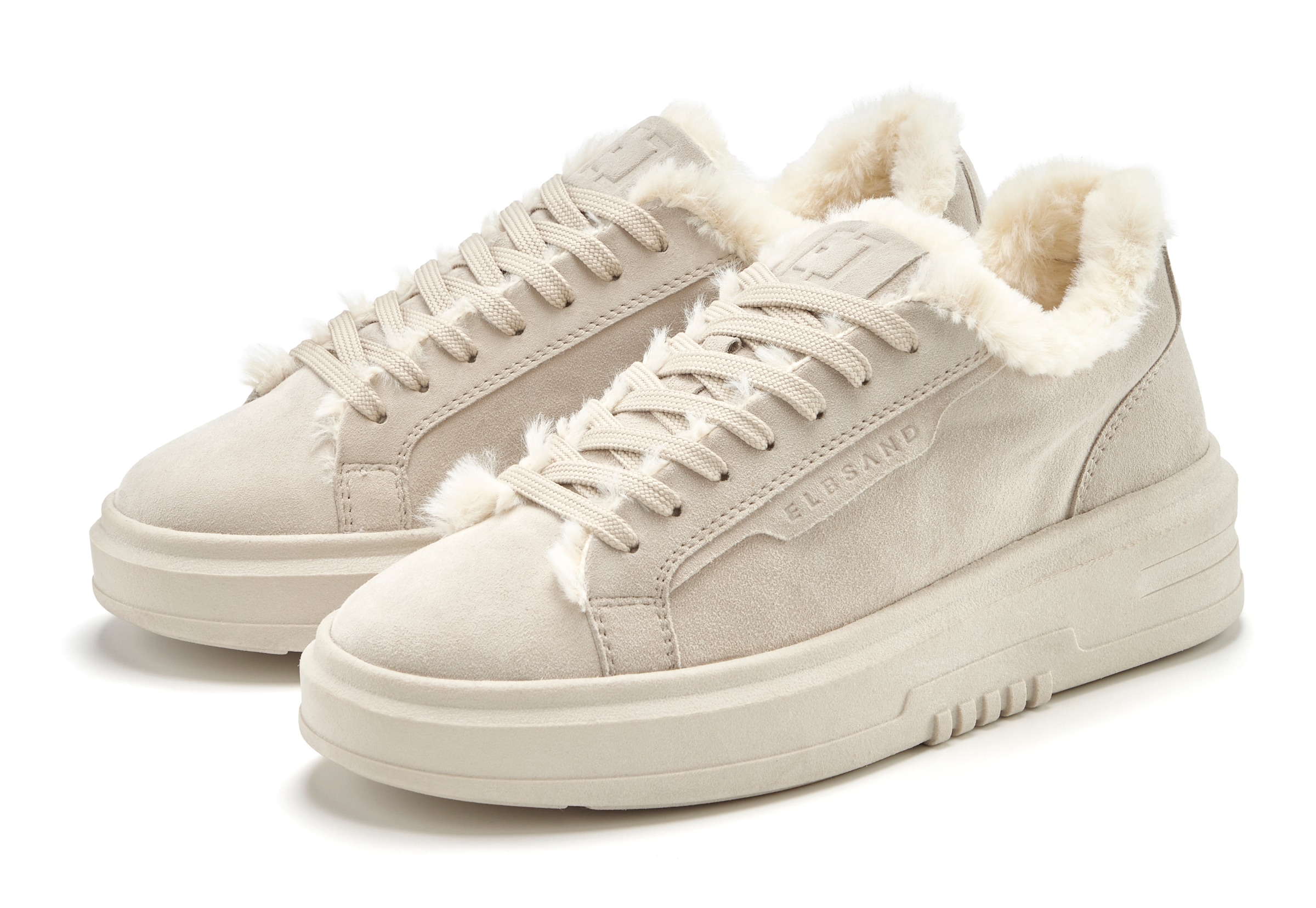 Image of Elbsand Sneaker "Schnürschuh, Turnschuh, Schnürhalbschuh, Freizeitschuh, Ledersneaker" NEU aus Leder mit kuscheligem Warmfutter und Plateausohle