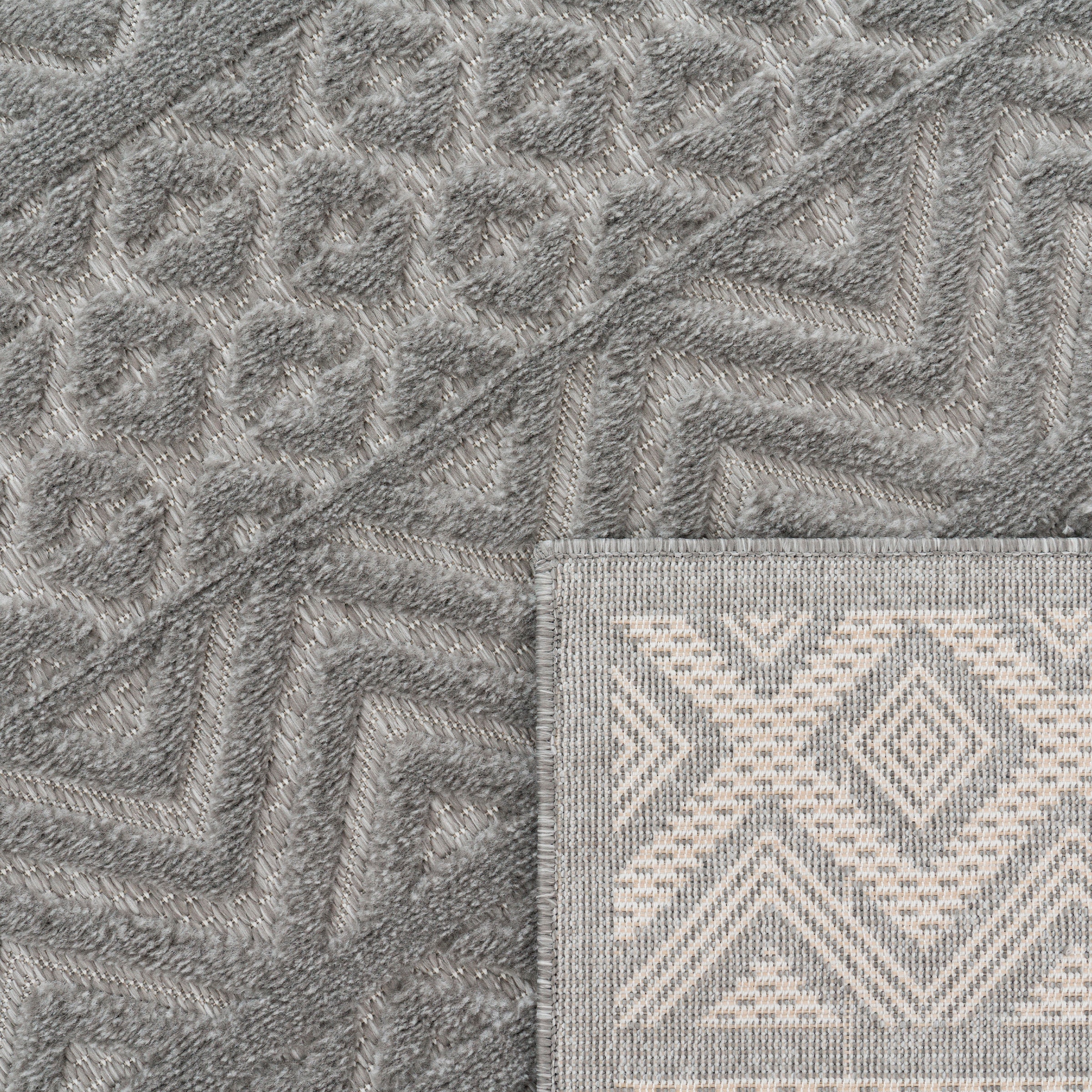 Paco Home Teppich kaufen 673«, Rauten geeignet »Livorno Muster, Hoch-Tief Outdoor Uni-Farben, rechteckig, Effekt, Scandi