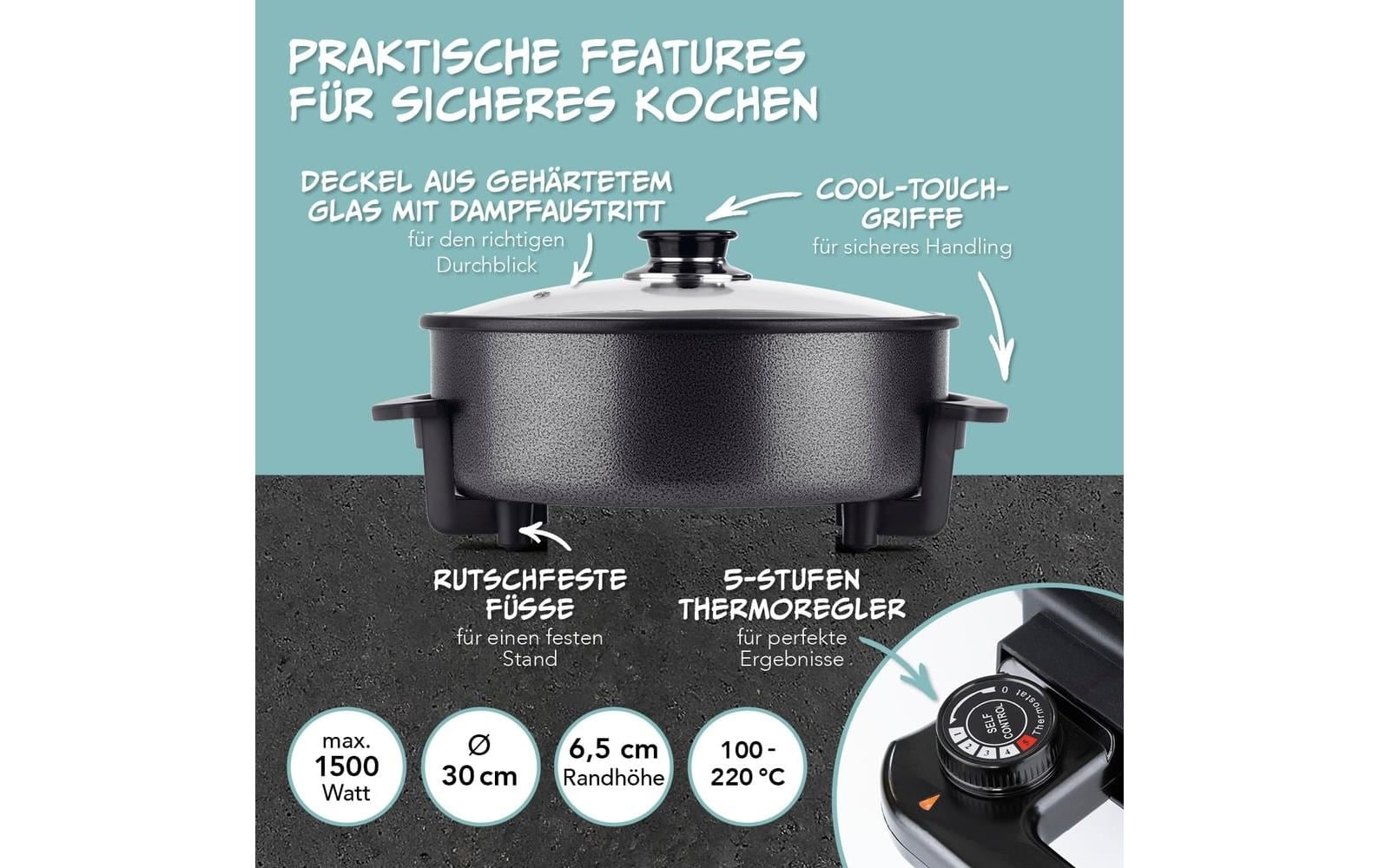 GOURMETmaxx Multipoêle électrique »mit Deckel, 1500 W« 1500 W