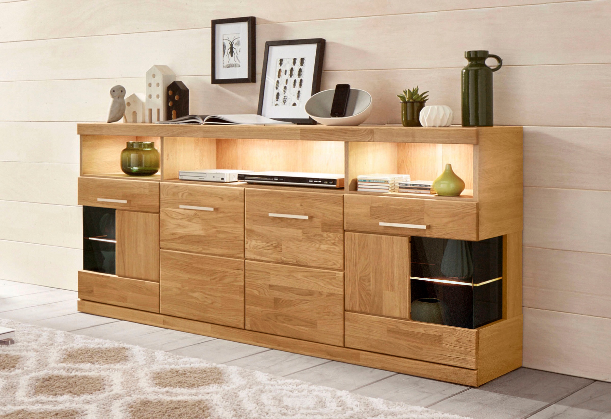 Image of GOODproduct Sideboard "RIBE20 Fronten massiv,Korpus Melamin, 2 Türen mit Glaseinsatz" 575758