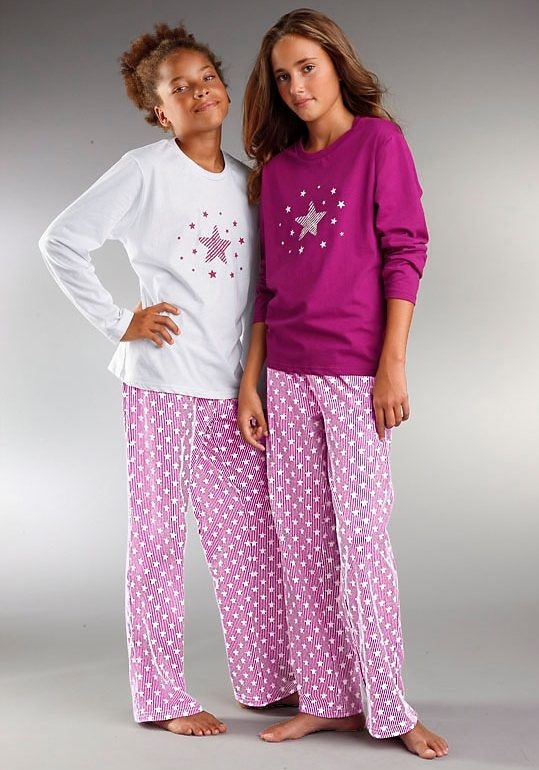 den Shirts modischer fleur Pyjama, versandkostenfrei Sternendruck Stück), (Set, 4 Hosen auf ♕ auf 2 petite tlg., und