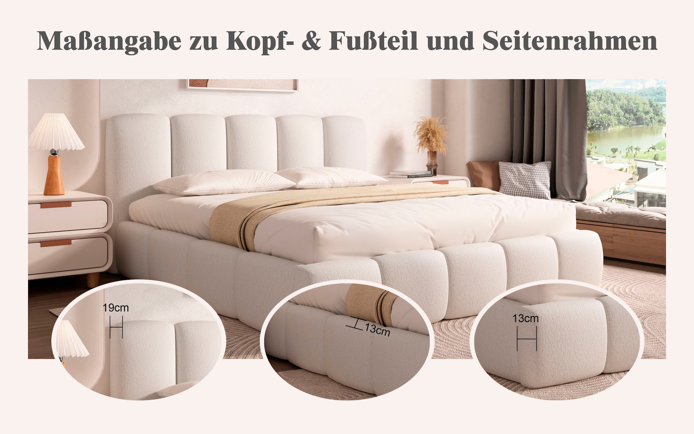 Home affaire Lit rembourré »MERLINDA in der Breite 180cm, inkl. Lattenrost und Bettkasten« gepolstertes Kopfteil und Rahmen, Bezug im Chenillecharakter