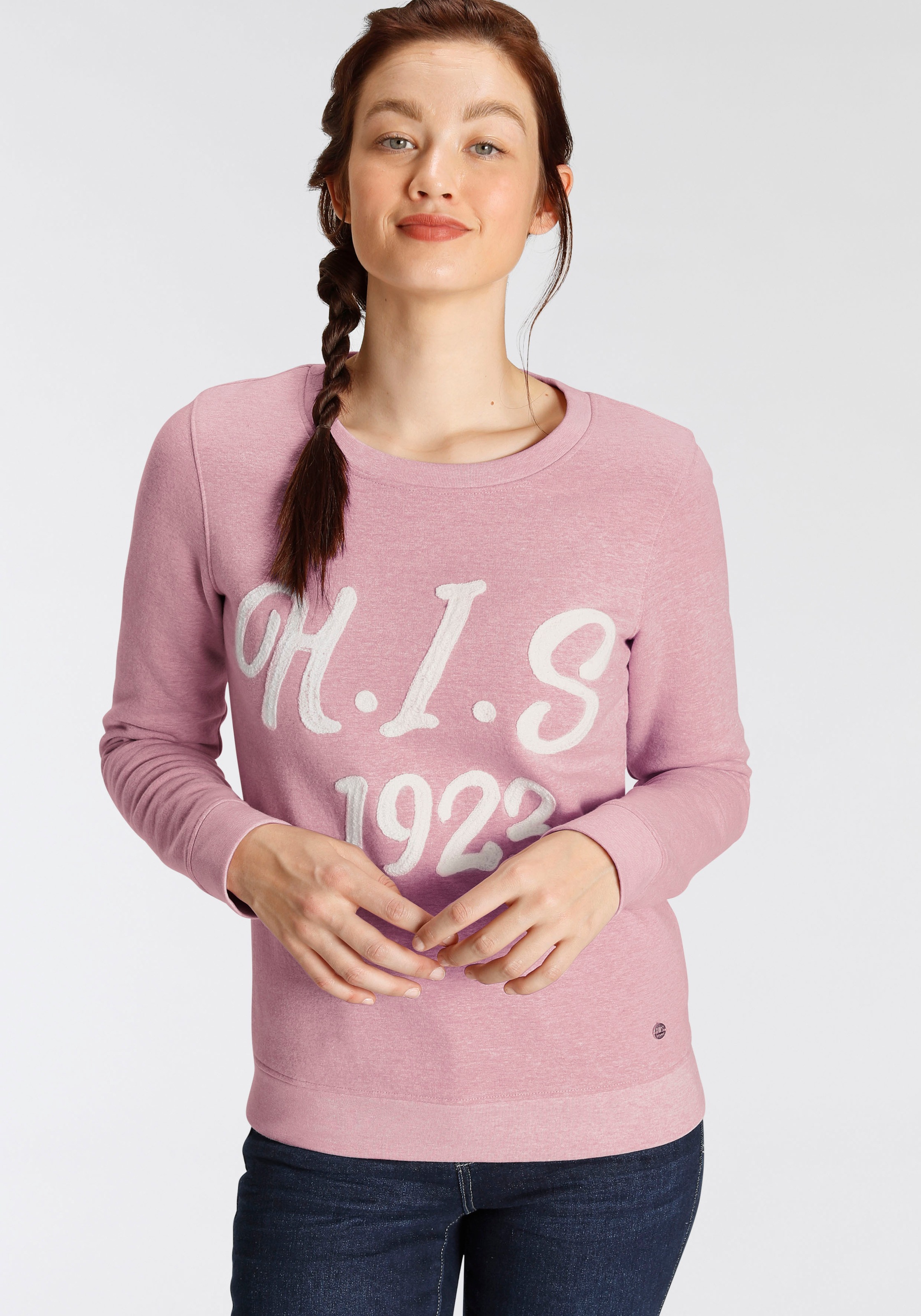 Image of H.I.S Sweatshirt, mit Retro-Logo-Applikation bei Ackermann Versand Schweiz