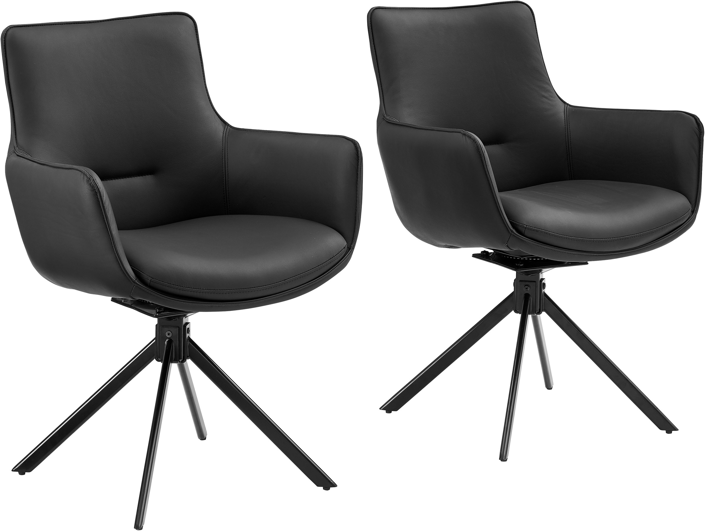 Image of GOODproduct Drehstuhl (Set) 2 Stk.Naturleder Bezug, 360 drehbares Gestell aus Eisen