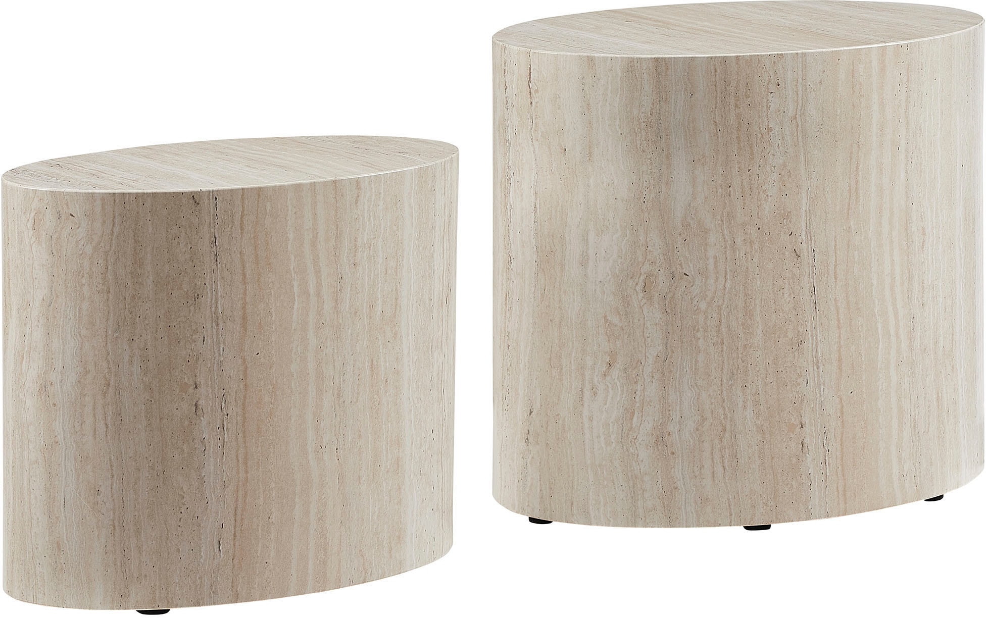 Image of SalesFever Couchtisch "Almeria - Stilvoller Wohnzimmer- und Beistelltisch" Set, 2er Set, 2 Stk. tlg. oval, in Travertinoptik