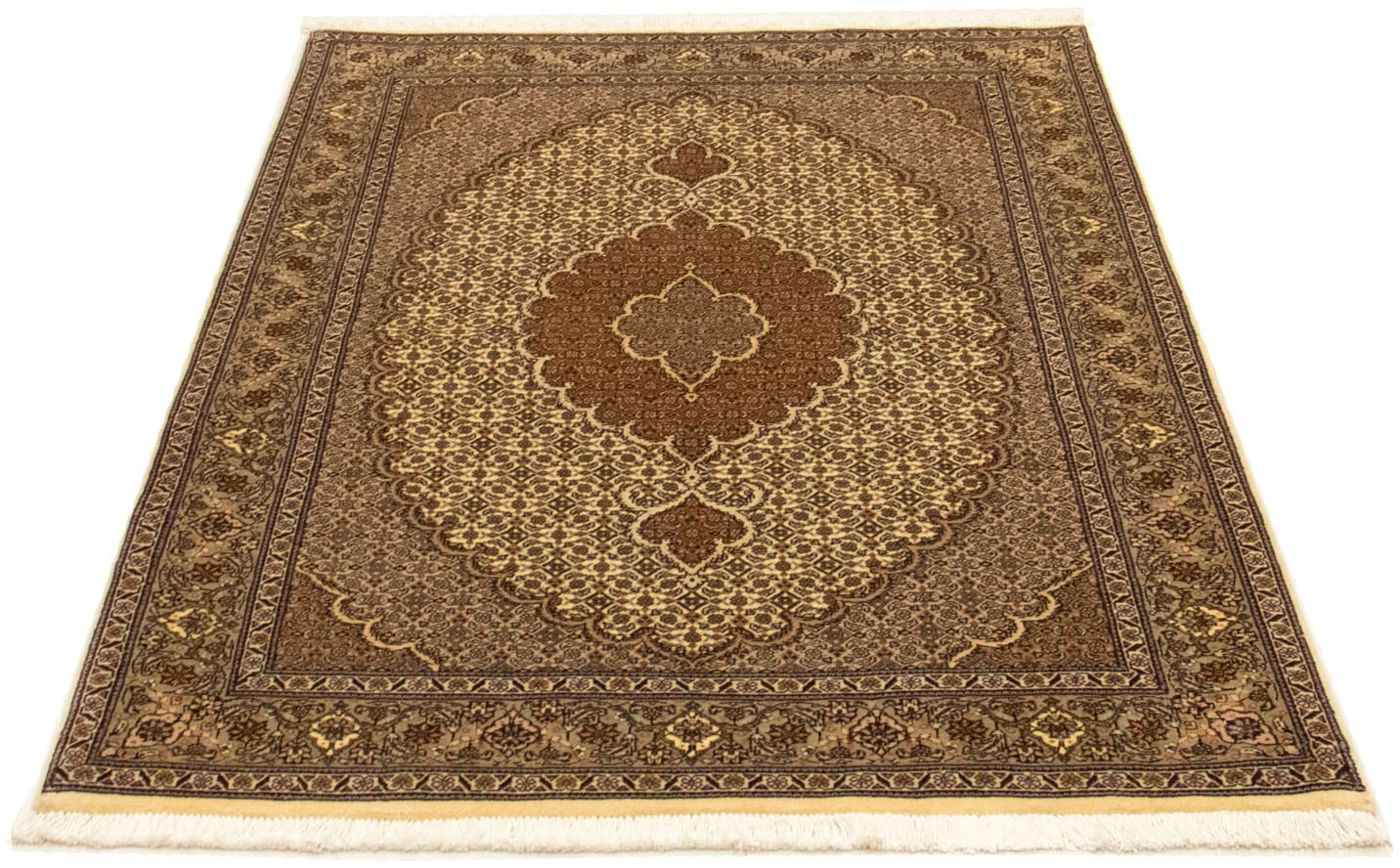 Teppich »Täbriz 50 Raj Teppich handgeknüpft beige«, rechteckig, handgeknüpft