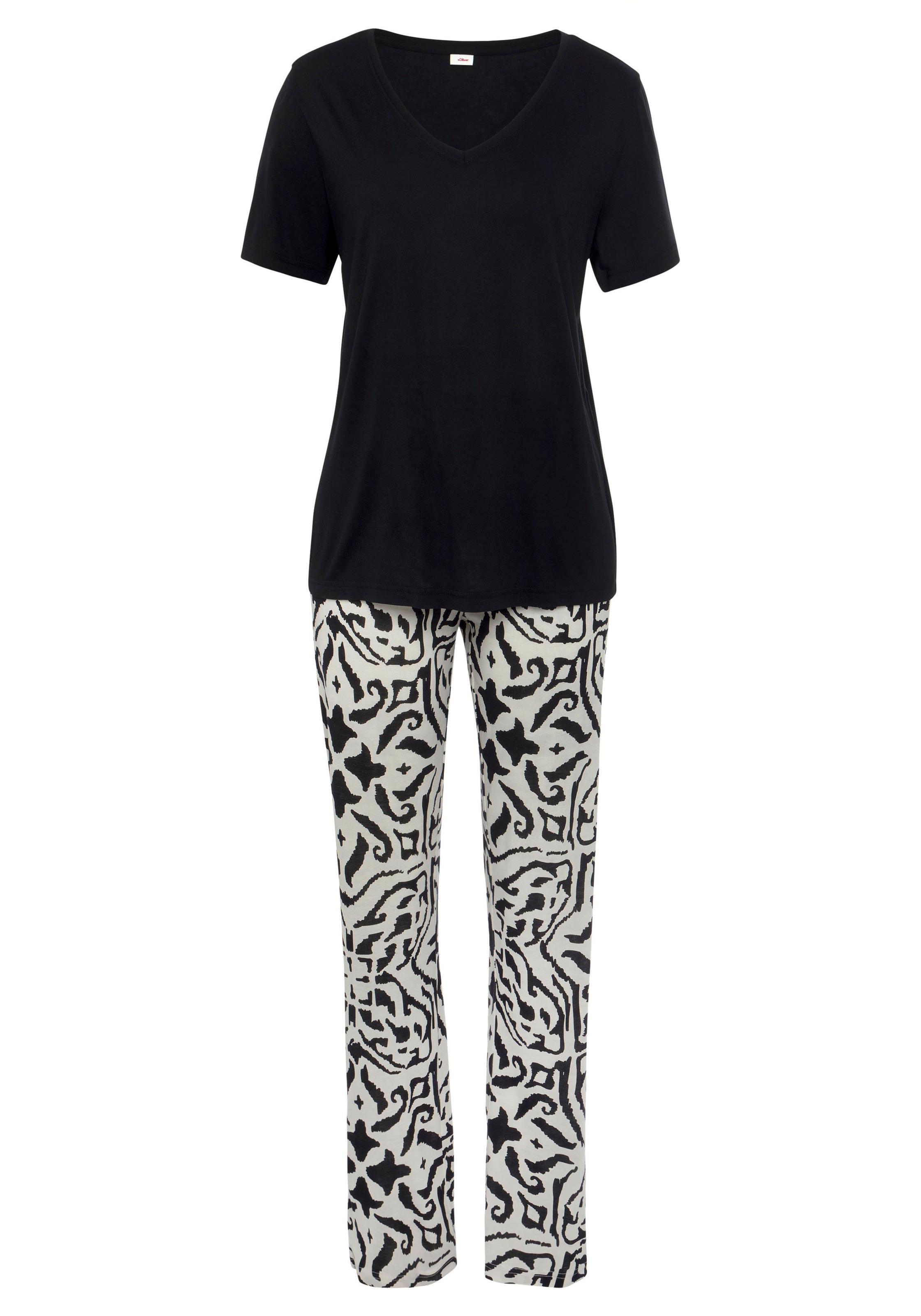 s.Oliver Pyjama, (2 tlg.), mit floralem Ethno-Muster