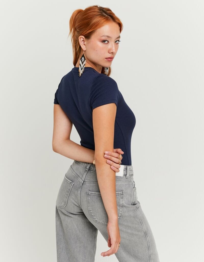 Tally Weijl Body à manches courtes »SBOCOCOSYT« Mélange de coton, basique, ajusté