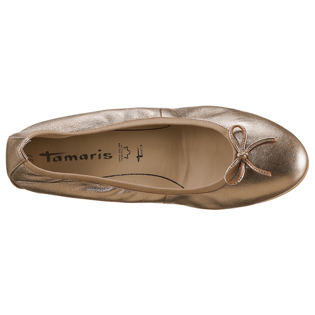 Tamaris Ballerina, Festtagsschuh, Hochzeitsschuh, Flats mit schönem Metallic-Schimmer