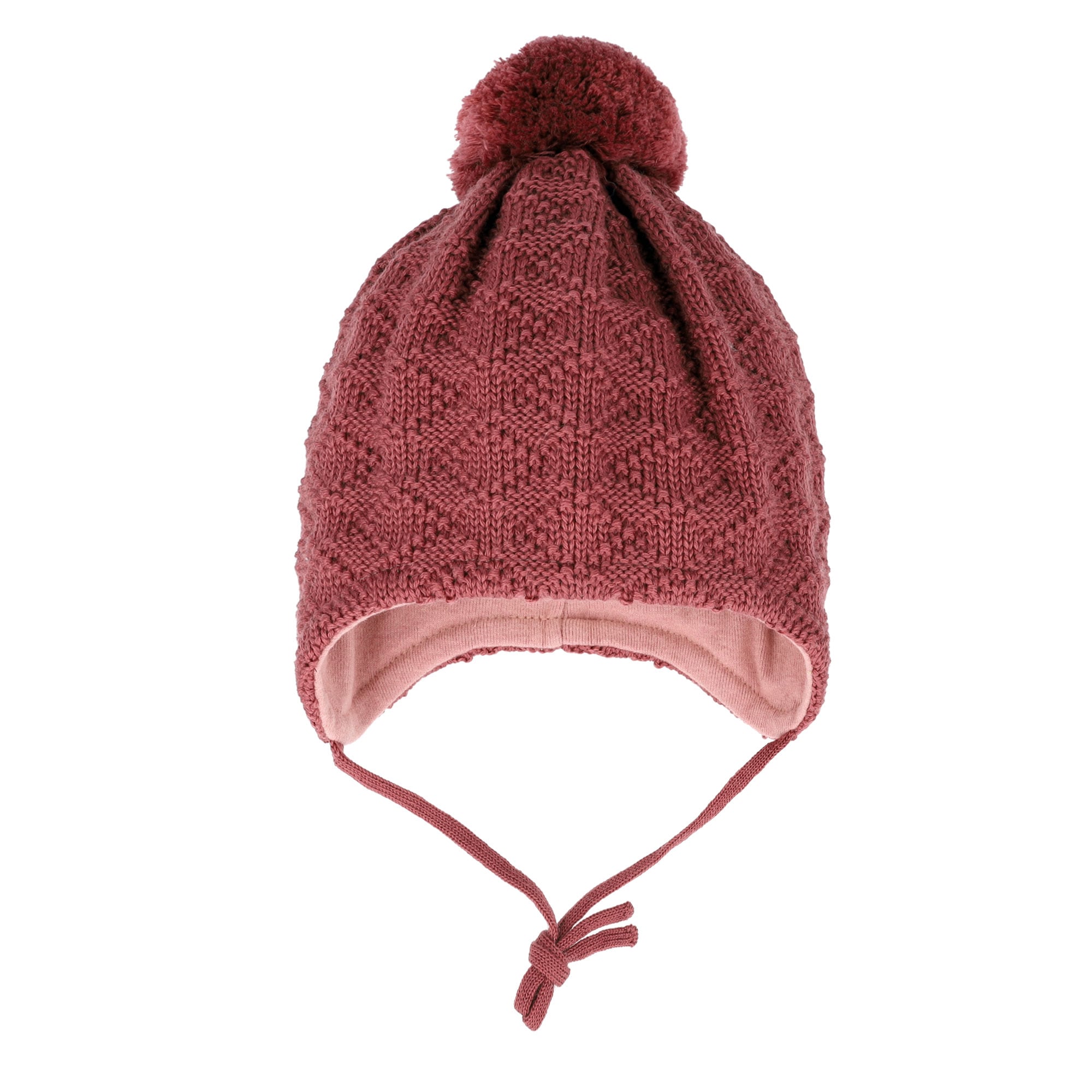 MAXIMO Bonnet tricoté Laine, doublé, à nouer, avec pompon