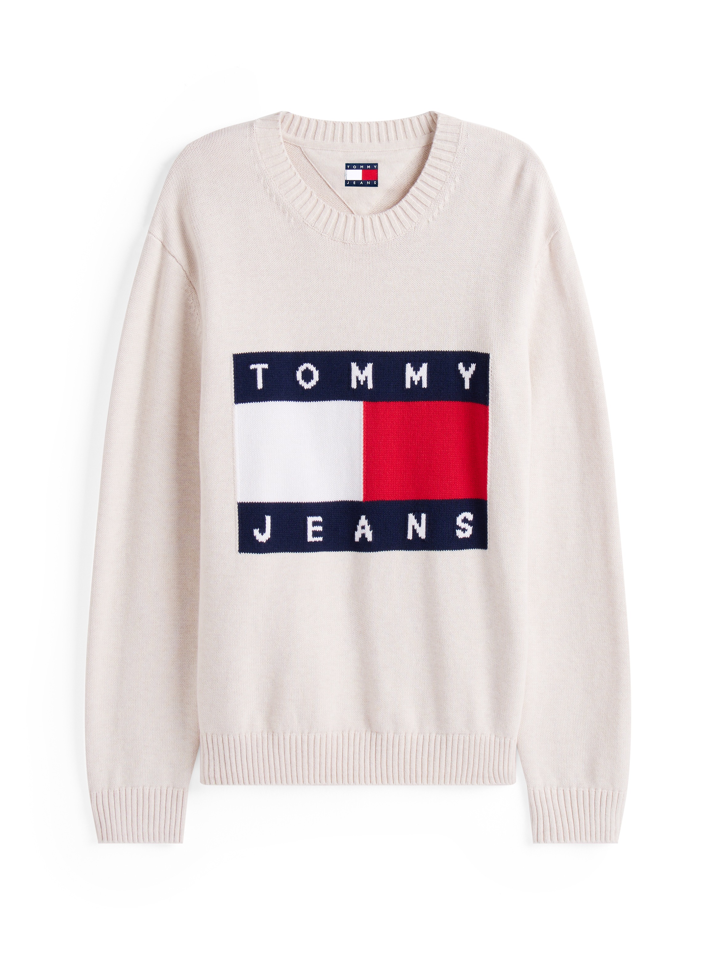 Tommy Jeans Strickpullover »TJM MELANGE FLAG SWEATER«, Regular Fit, Rundhals