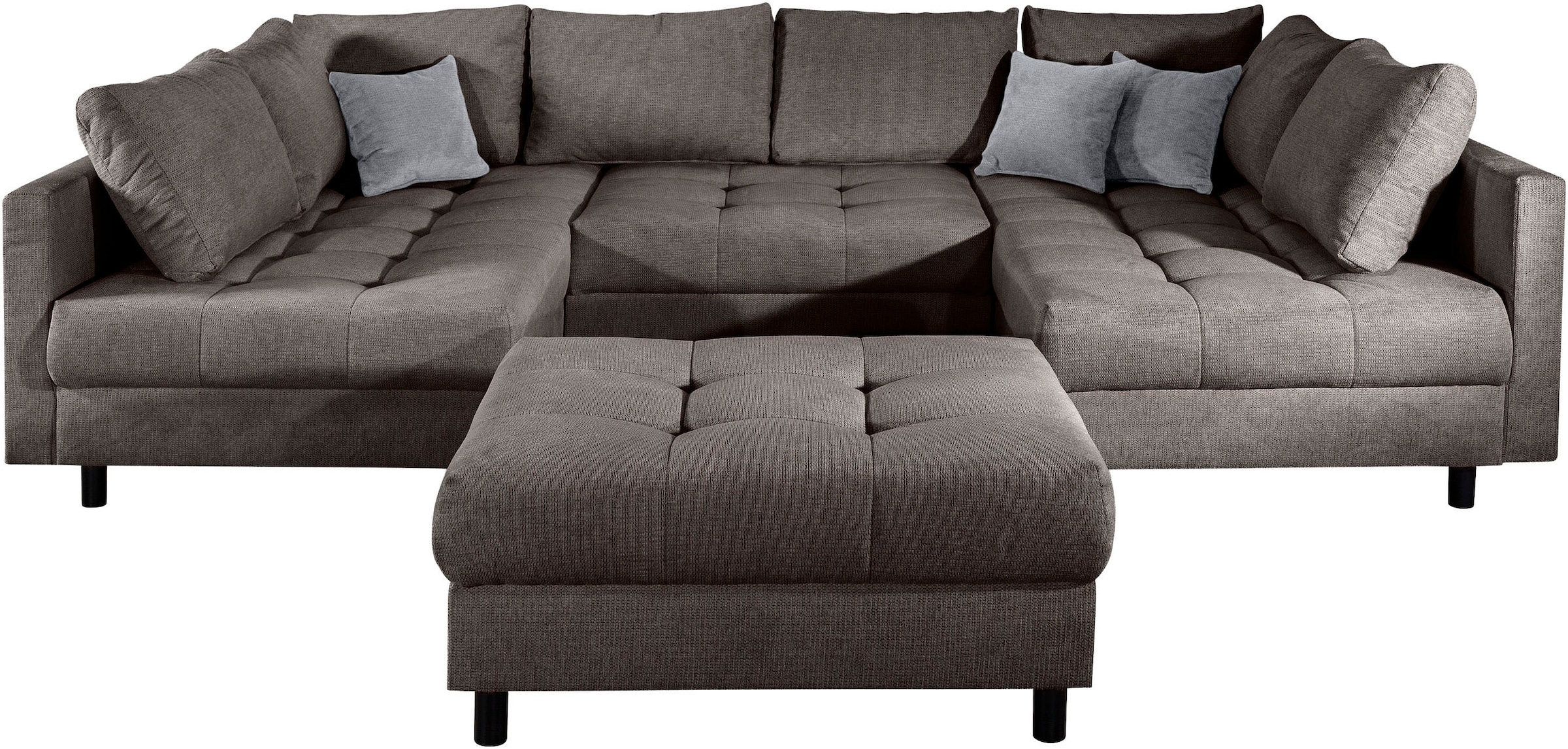 COLLECTION AB Wohnlandschaft »Toni U-Form, B: 298 cm, XXL-Liegefläche 282x178 cm mit Hocker« Set: Sofa & Hocker, 3 Zierkissen, Federkern