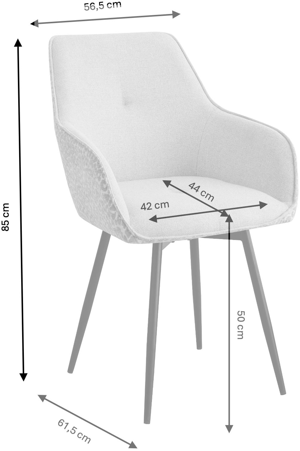 GOODproduct Chaise de salle à manger »Lincoln, 2er-Set, 360° Drehfunktion« (Ensemble) 2 cuismoderner Stuhl mit Leopardenlook, Webstoff und 360°-Drehfunktion