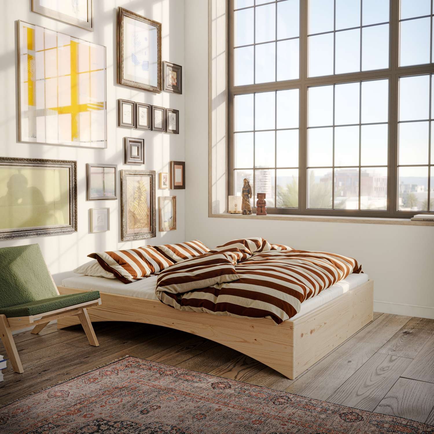Image of Karup Design Bettgestell "Orbit Bed, Massivholzbett, Futonbett, FSC-zertifiziertem Massivholz" B/H/T ca: 144/164/184x35x205cm), mehrere Grössen, inklusive Lattenrost, ohne Matratze, Made in Europe