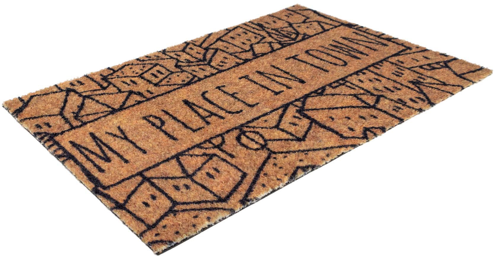 Image of Primaflor-Ideen in Textil Fussmatte "Schmutzfangmatte COUNTRY, Place in Town" rechteckig 7 mm Höhe Schmutzfangmatte, Kokos-Optik, mit Spruch, rutschhemmend, waschbar