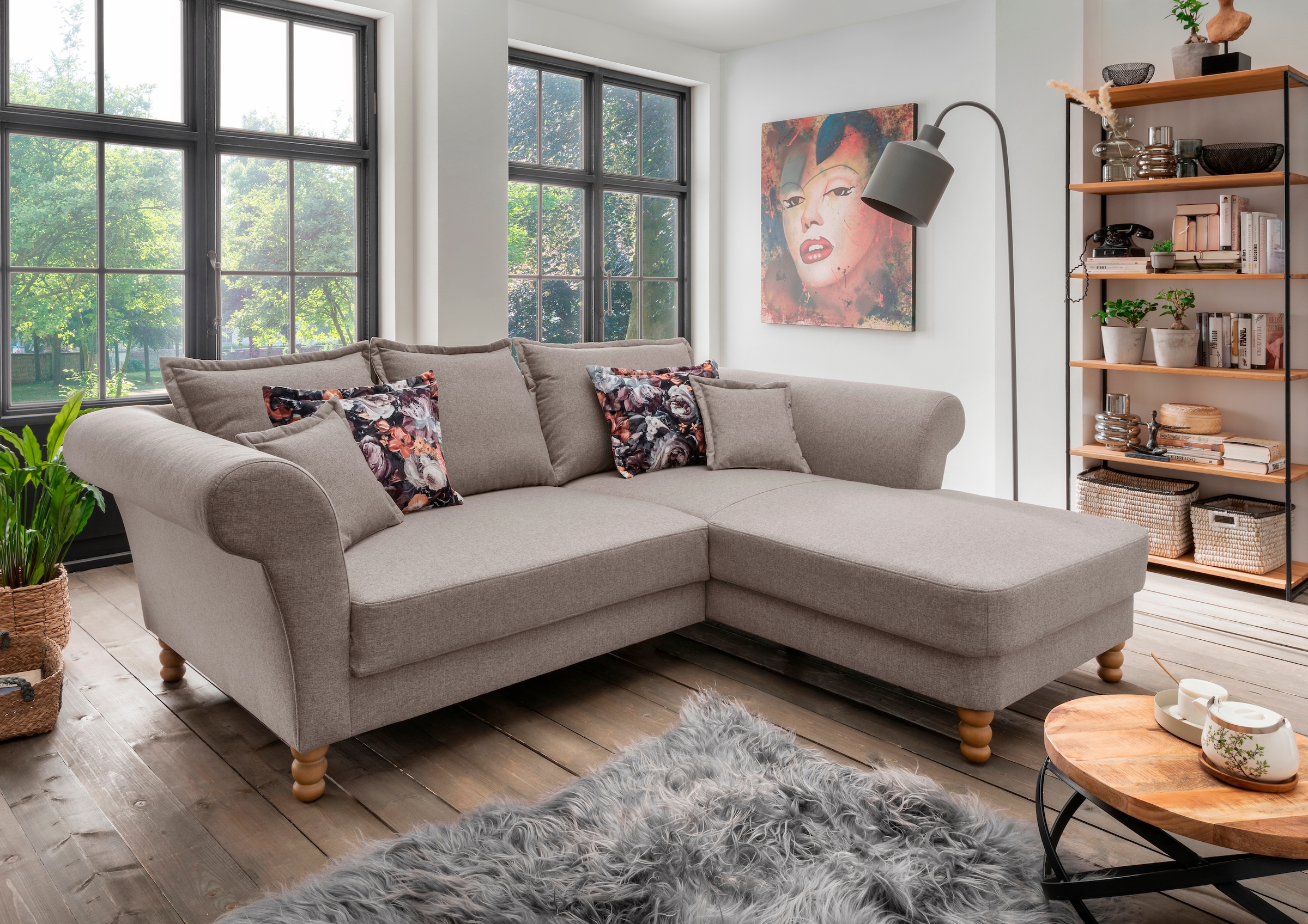 Home affaire Canapé d'angle »Tassilo Mega Polsterecke mit Kaltschaum im Sitz, bequem, L-Form« grand confort d'assise, largeur 262 cm, hauteur d'assise confortable 48 cm, intemporel et élégant