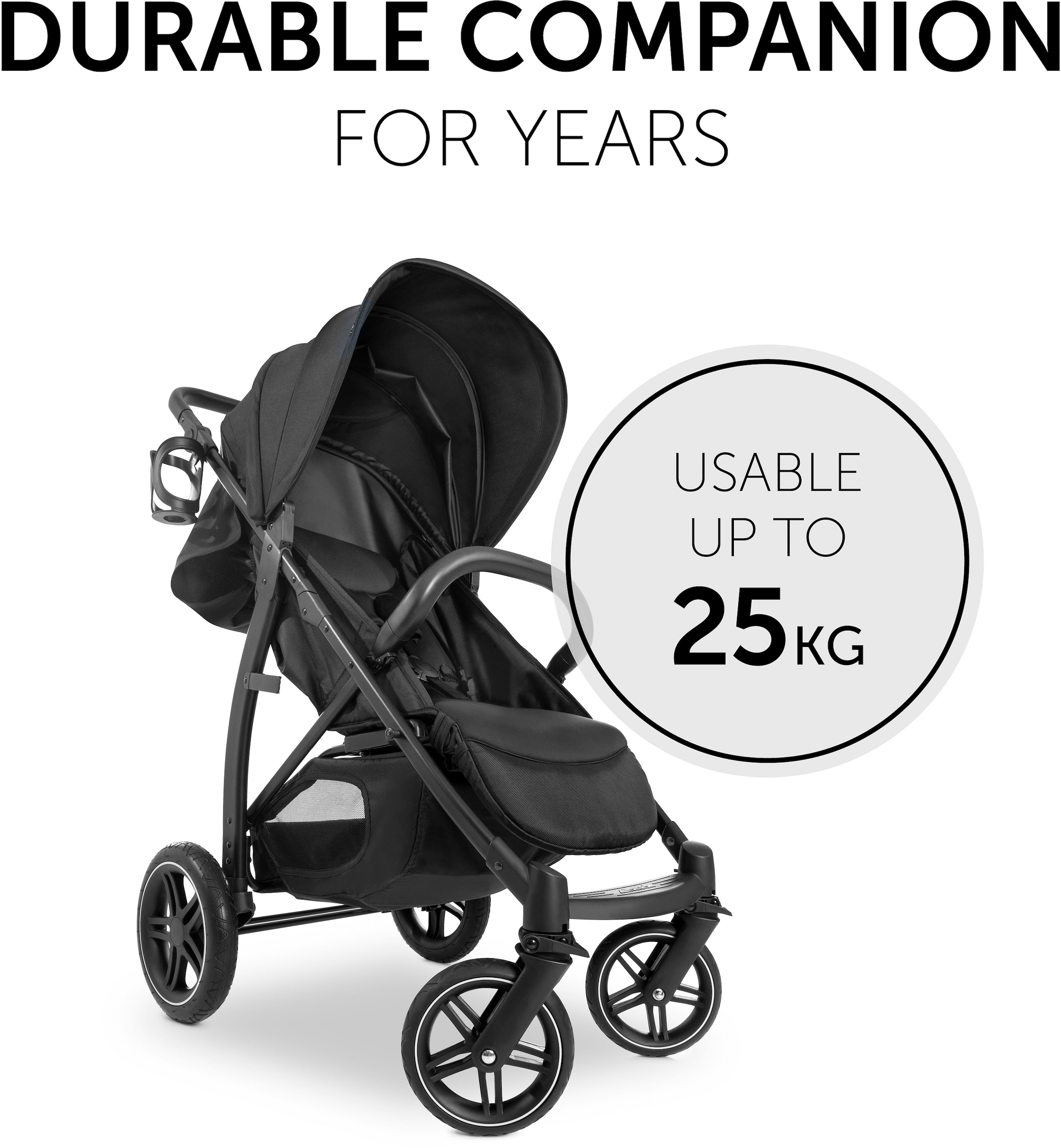 Hauck Poussette pour enfants »Rapid 4D, schwarz« 25 kilos mit Getränkehalter und schwenk- und feststellbaren Vorderrädern