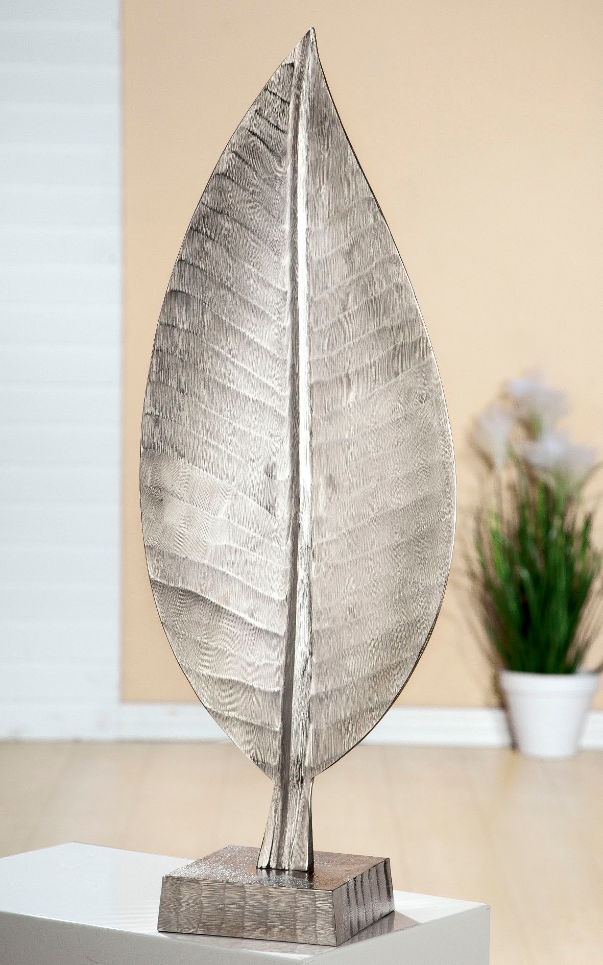 Image of GILDE Dekoobjekt »Skulptur Blatt, silberfarben«, (1 St.), Höhe 69 cm, Wohnzimmer bei Ackermann Versand Schweiz