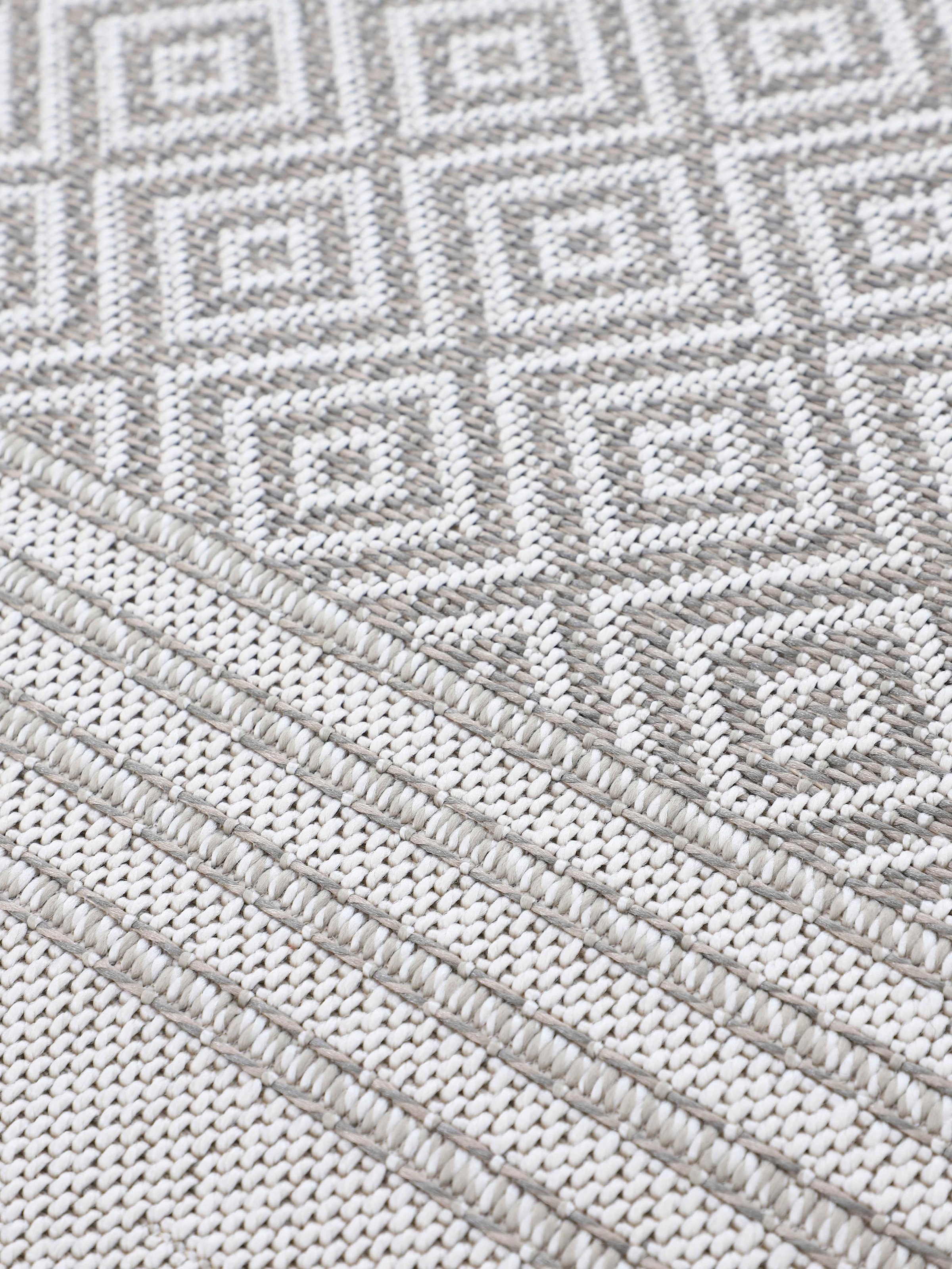 carpetfine Teppich »Boho 103«, rechteckig, 4 mm Höhe, robustes Flachgewebe, Sisal Optik, UV-beständig, Aussenbereich