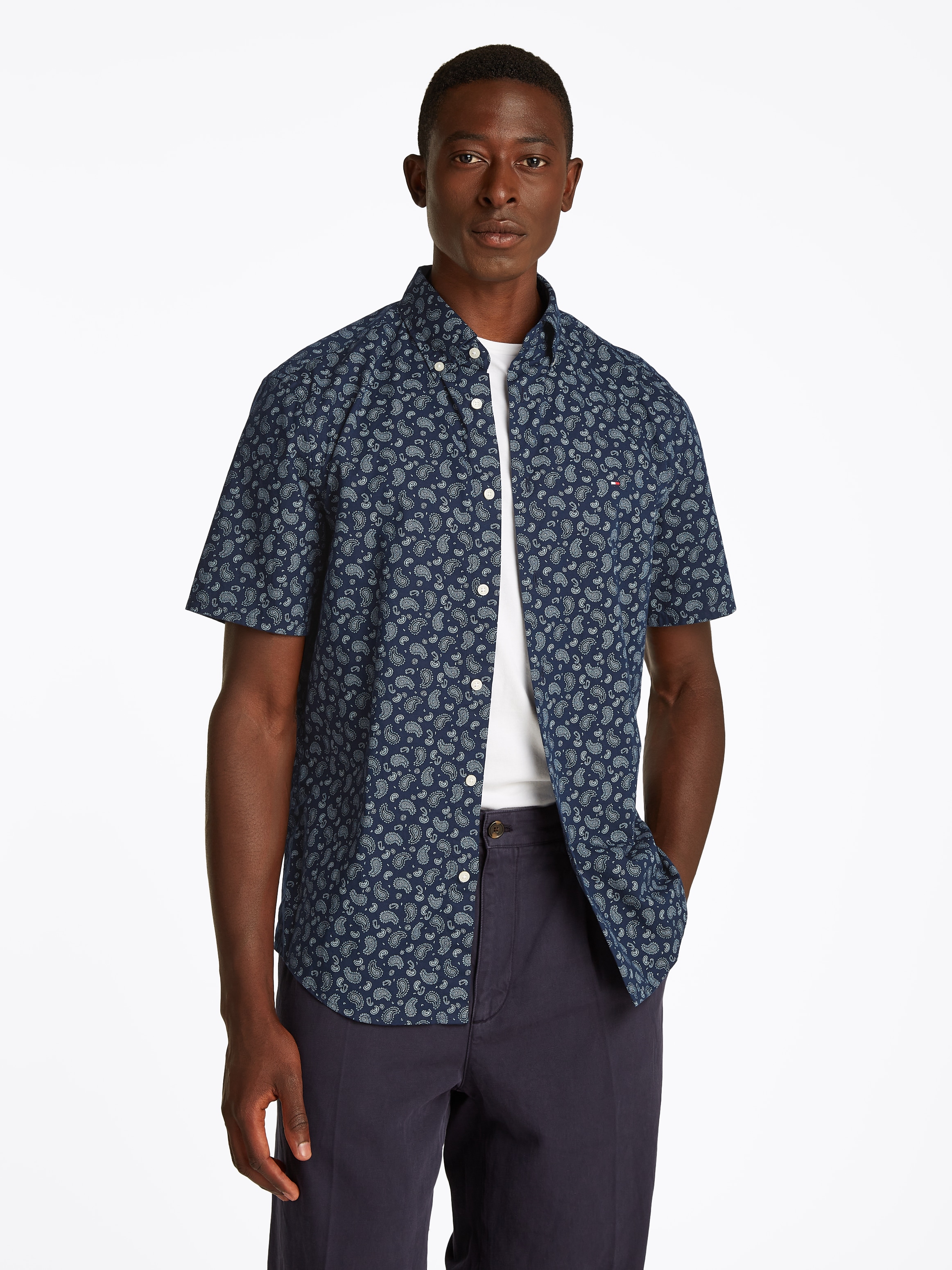Image of Tommy Hilfiger Kurzarmhemd "COTTON LINEN PAISLEY Regular Fit SS SHIRT"