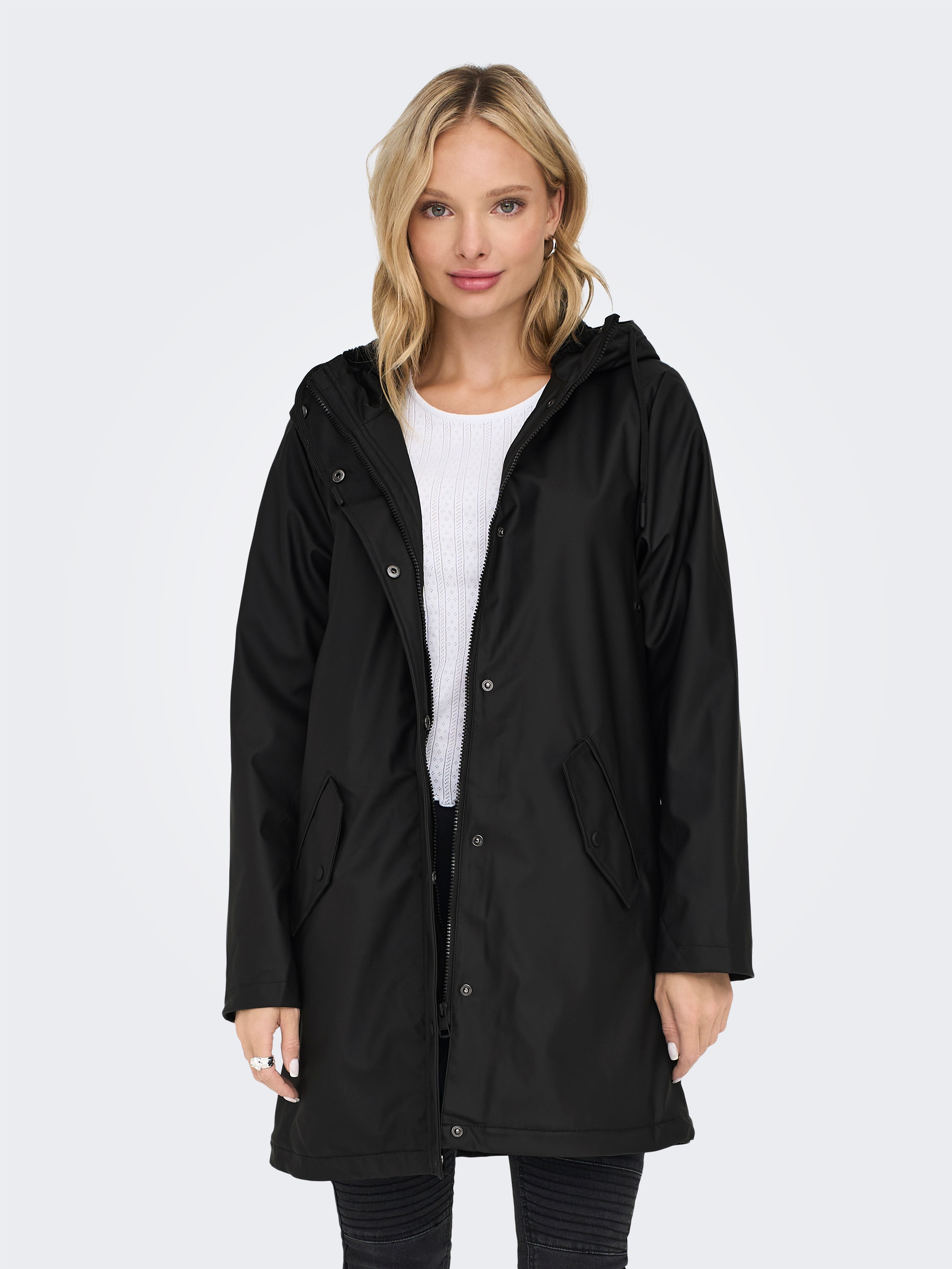 Image of ONLY Funktionsmantel "ONLSALLY RAINCOAT OTW NOOS" mit Kapuze und Teddyplüschfutter