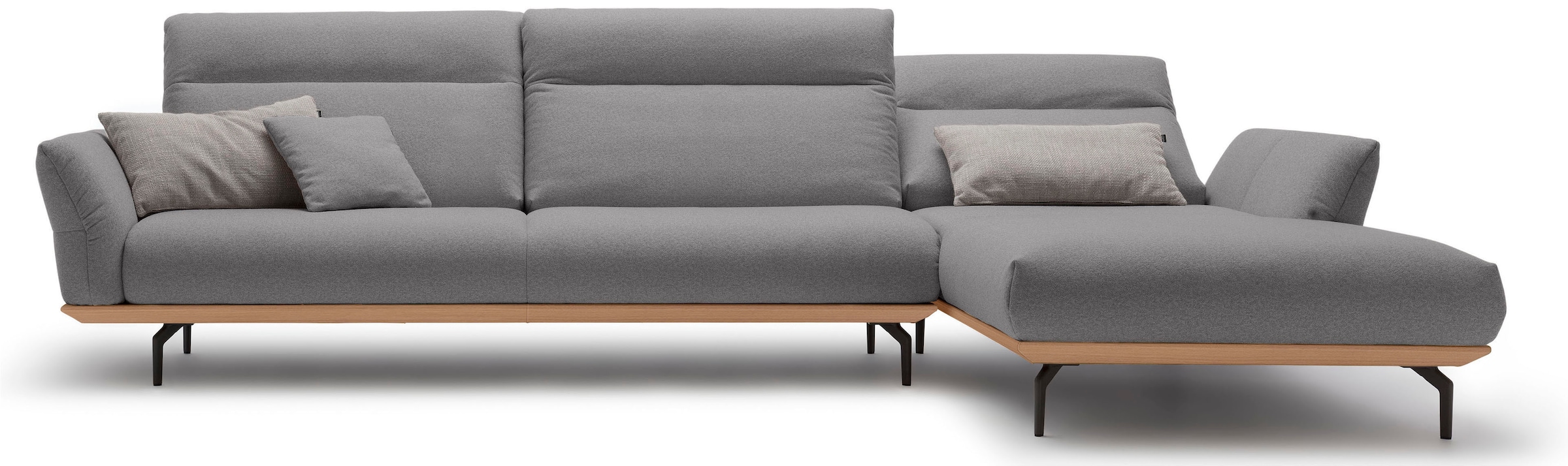 Creation BY ROLF BENZ Canapé d'angle »CR.460, Design-Sofa der Extraklasse, verstellbare Rückenlehne, L-Form« socle en chêne, pieds d'angle en gris ombre, largeur 338 cm