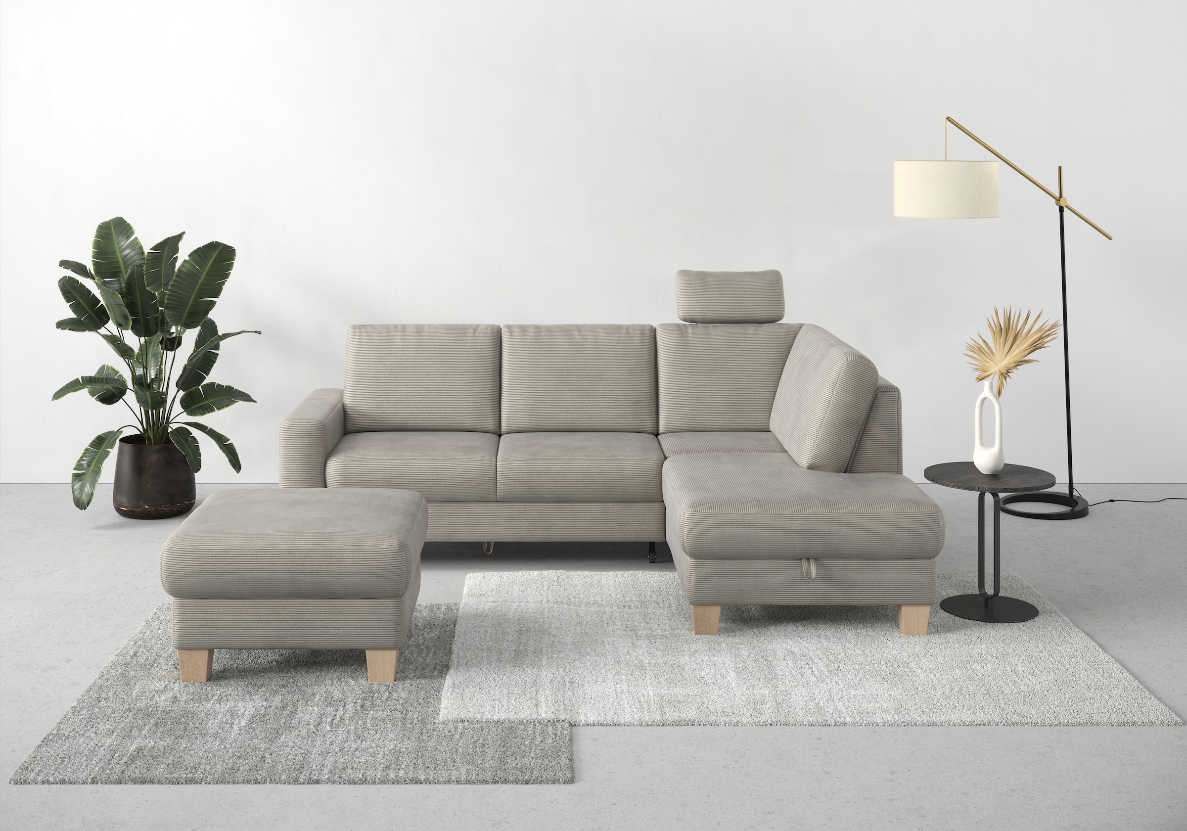 Image of Home affaire Ecksofa "Summer L-Form" mit Ottomane, wahlweise mit Bettfunktion und Bettkasten, Cord-Bezug
