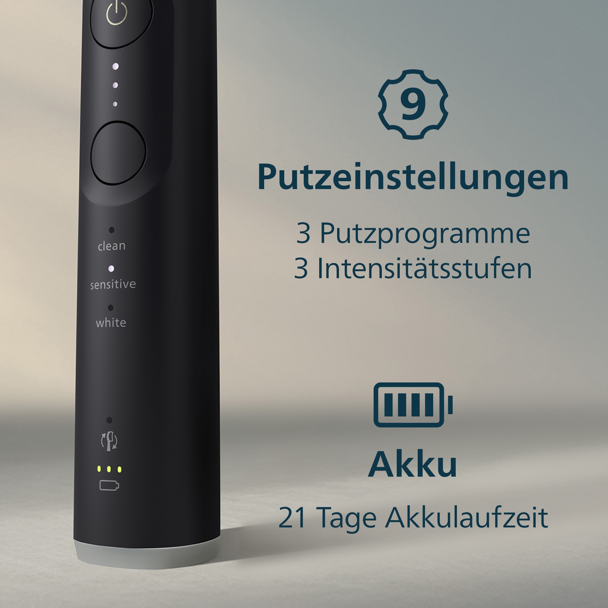Philips Sonicare Brosse à dents électrique »Series 6500 HX7419/01« 2 cuis Aufsteckbürsten mit Andruckkontrolle, 3 Intensitätsstufen, inkl. Ladegerät, Reiseetui