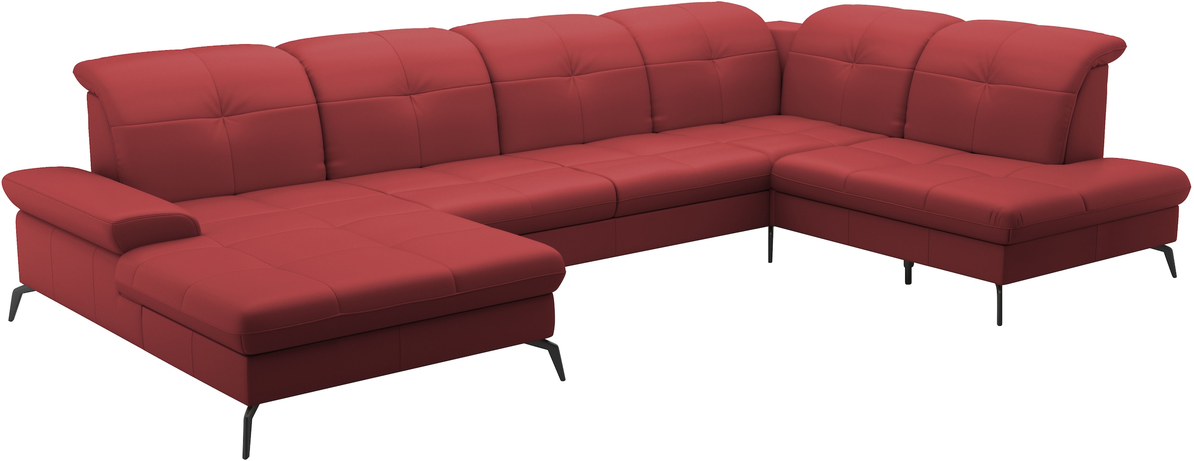 sit&more Wohnlandschaft »Amica, U-Form, inkl. Sitztiefenverstellung und Armteilverstellung«, wahlweise mit Kopfteilverstellung, Bettfunktion und Bettkasten