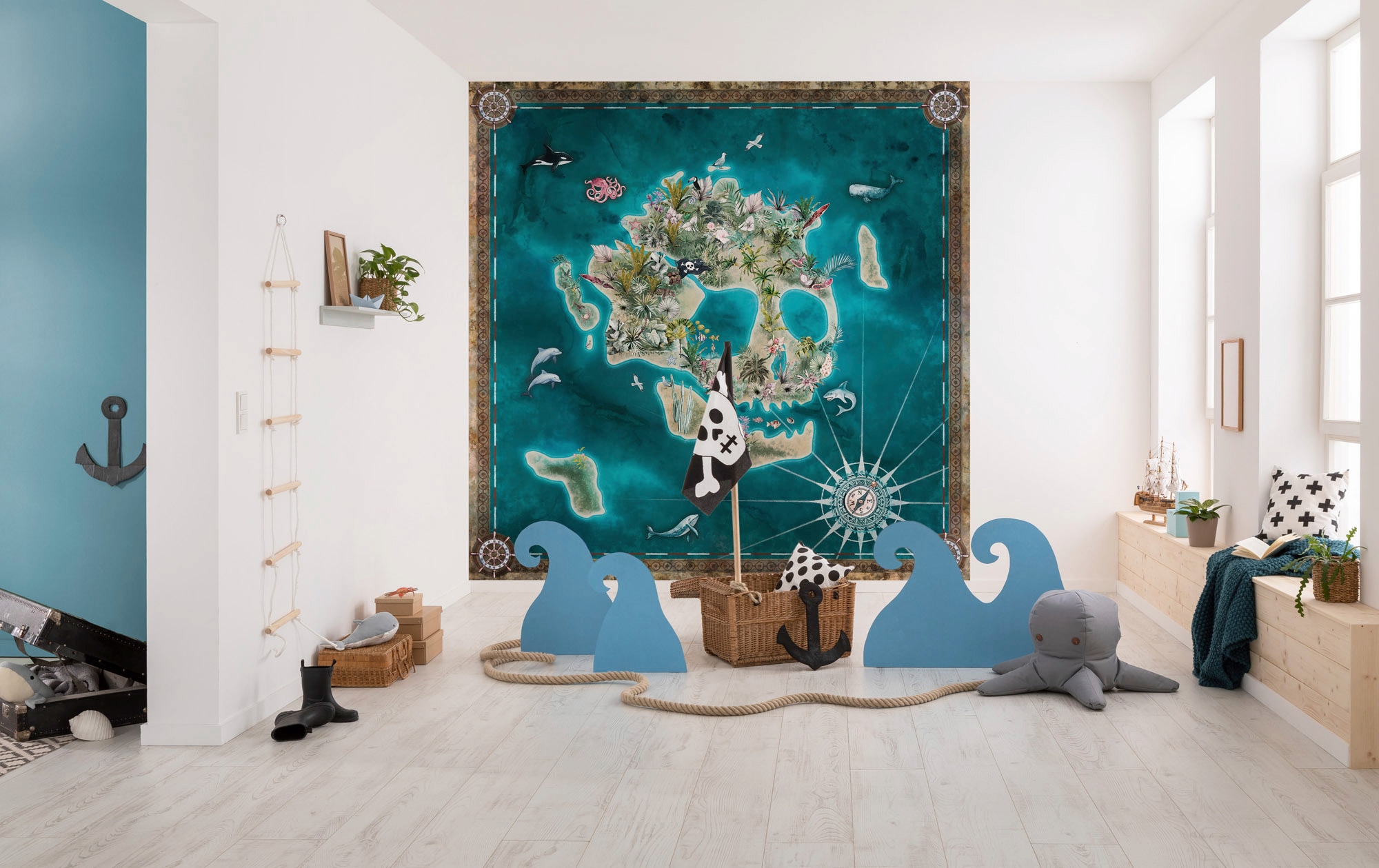 Komar Vliestapete »Digitaldruck Vlies - Skull Island - Grösse 250 x 250 cm«, bedruckt, Kinderzimmer