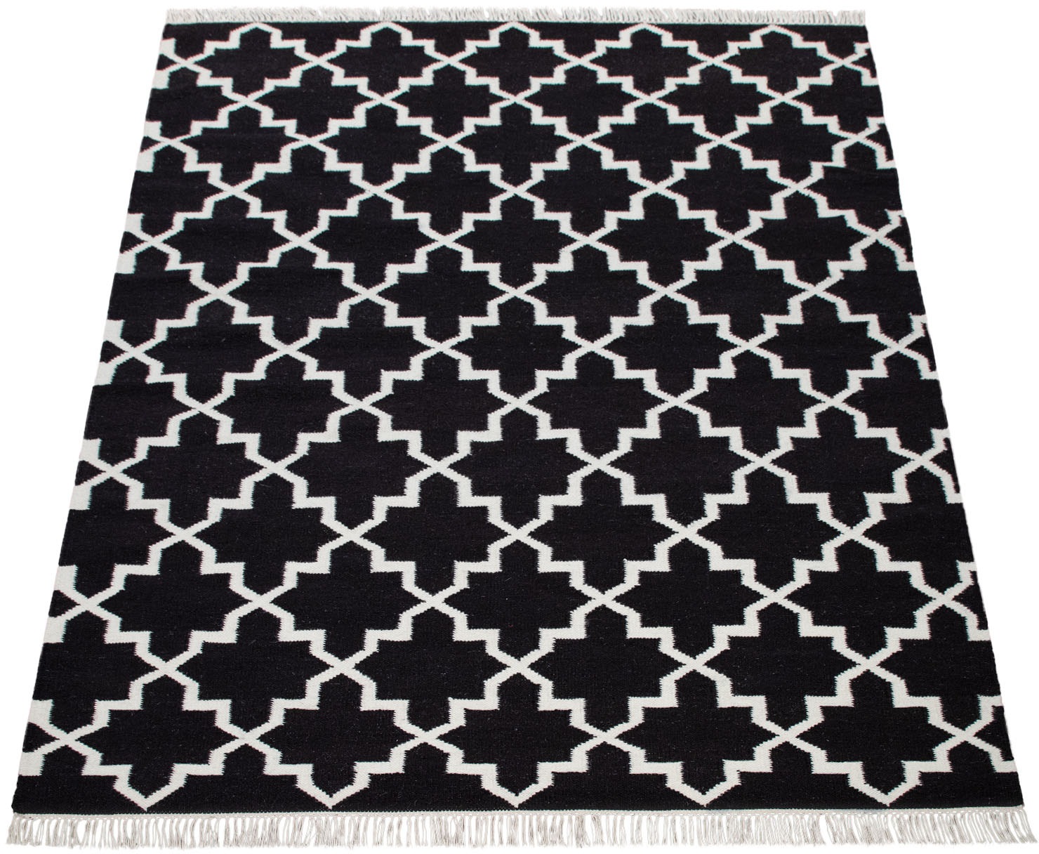 Image of Paco Home Wollteppich »Kenitra 504«, rechteckig, 8 mm Höhe, Handweb Teppich, Flachgewebe, reine Wolle, handgewebt, Scandi Design, mit Fransen, ideal im Wohnzimmer & Schlafzimmer bei Ackermann Versand Schweiz