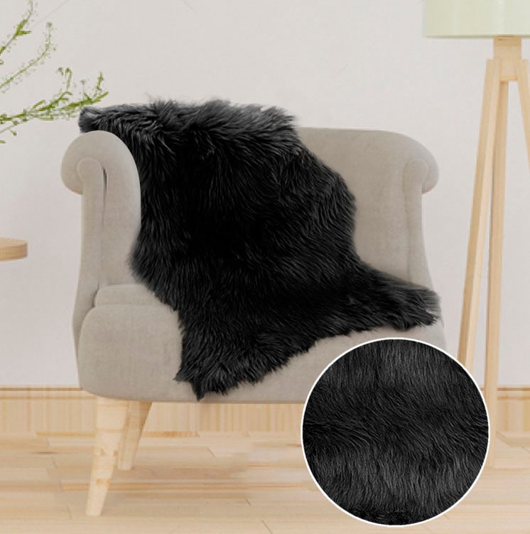 Home affaire Fellteppich »Valeria«, fellförmig, 60 mm Höhe, Kunstfell Teppich rund, besonders weich und flauschig, fussbodenheizungsgeeignet, pflegeleicht, ideale Teppiche für Wohnzimmer, Schlafzimmer und Esszimmer