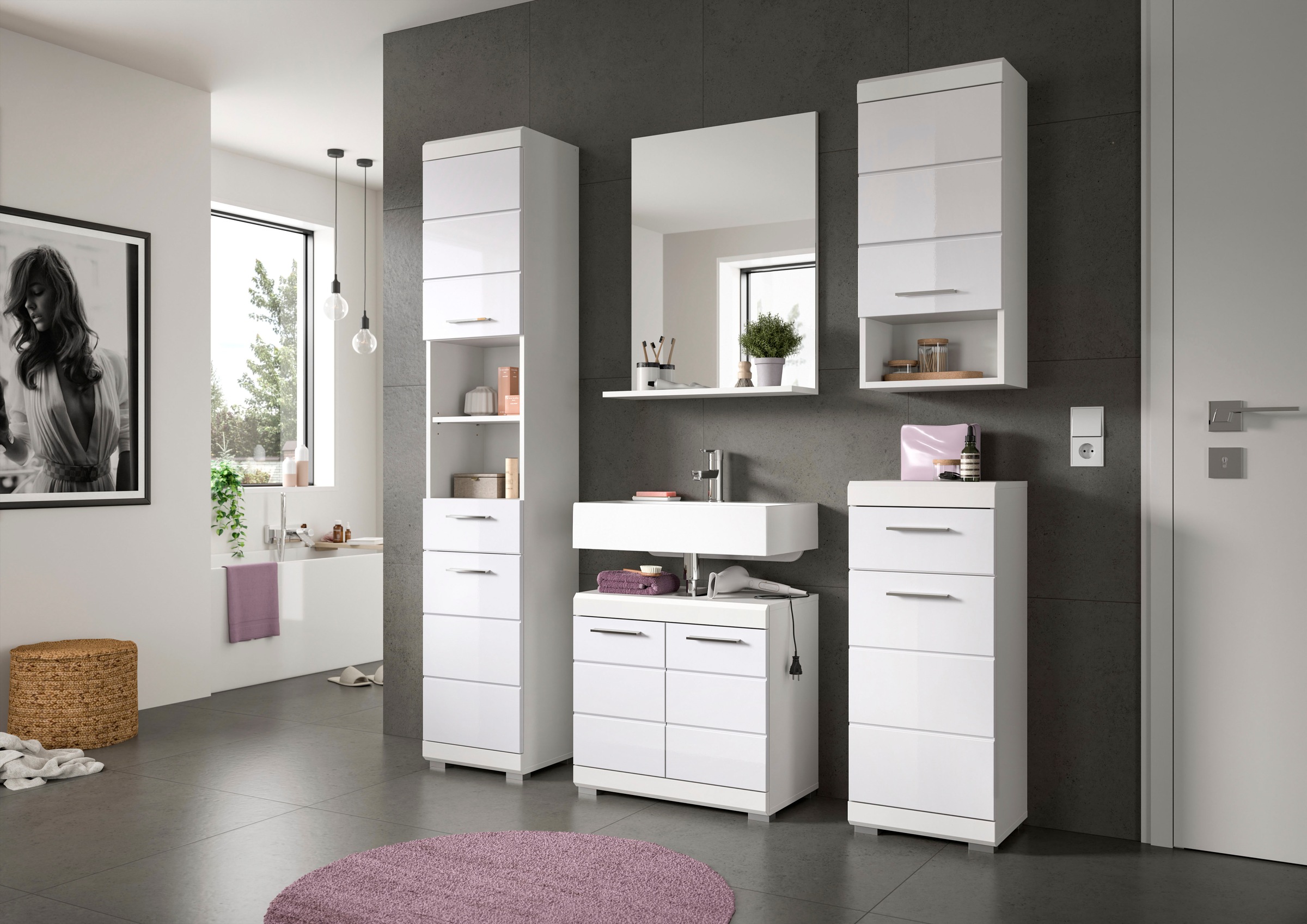 welltime Badmöbel-Set »Siena, 5 teilig, bestehend aus:« Set, TOPSELLER!, 5 Stk. tlg.