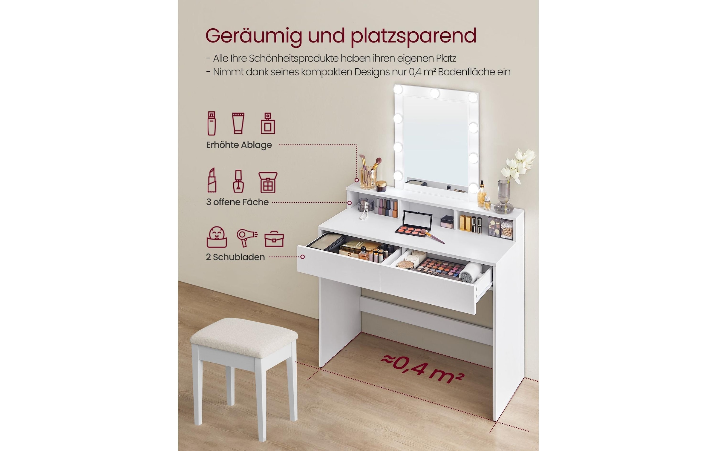 VASAGLE Schminktisch »100 x 40 x 145 cm«