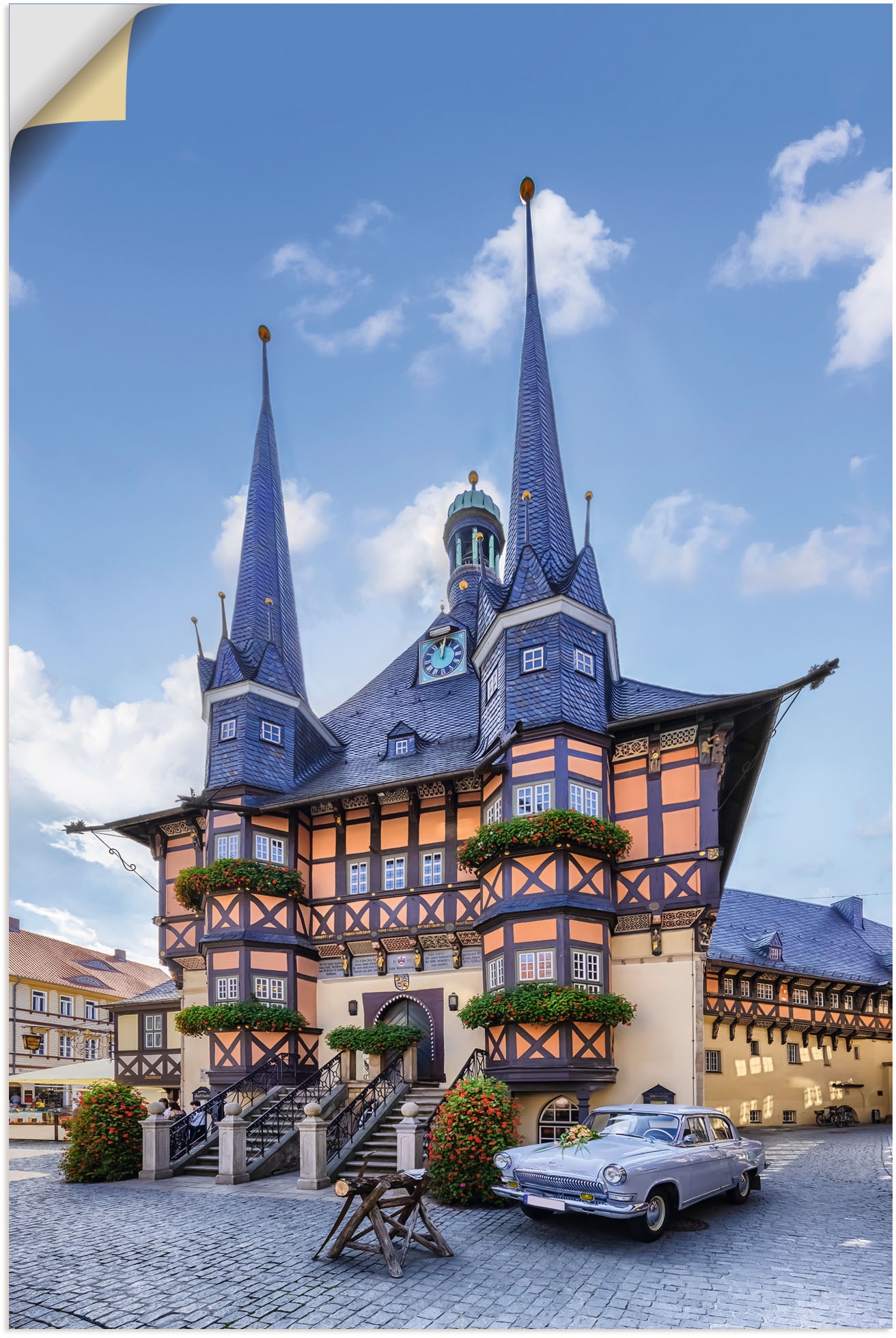 Image of Artland Wandbild »Rathaus Wernigerode, Fachwerkhaus«, Deutschland, (1 St.), in vielen Grössen & Produktarten - Alubild / Outdoorbild für den Aussenbereich, Leinwandbild, Poster, Wandaufkleber / Wandtattoo auch für Badezimmer geeignet bei Ackermann Versand