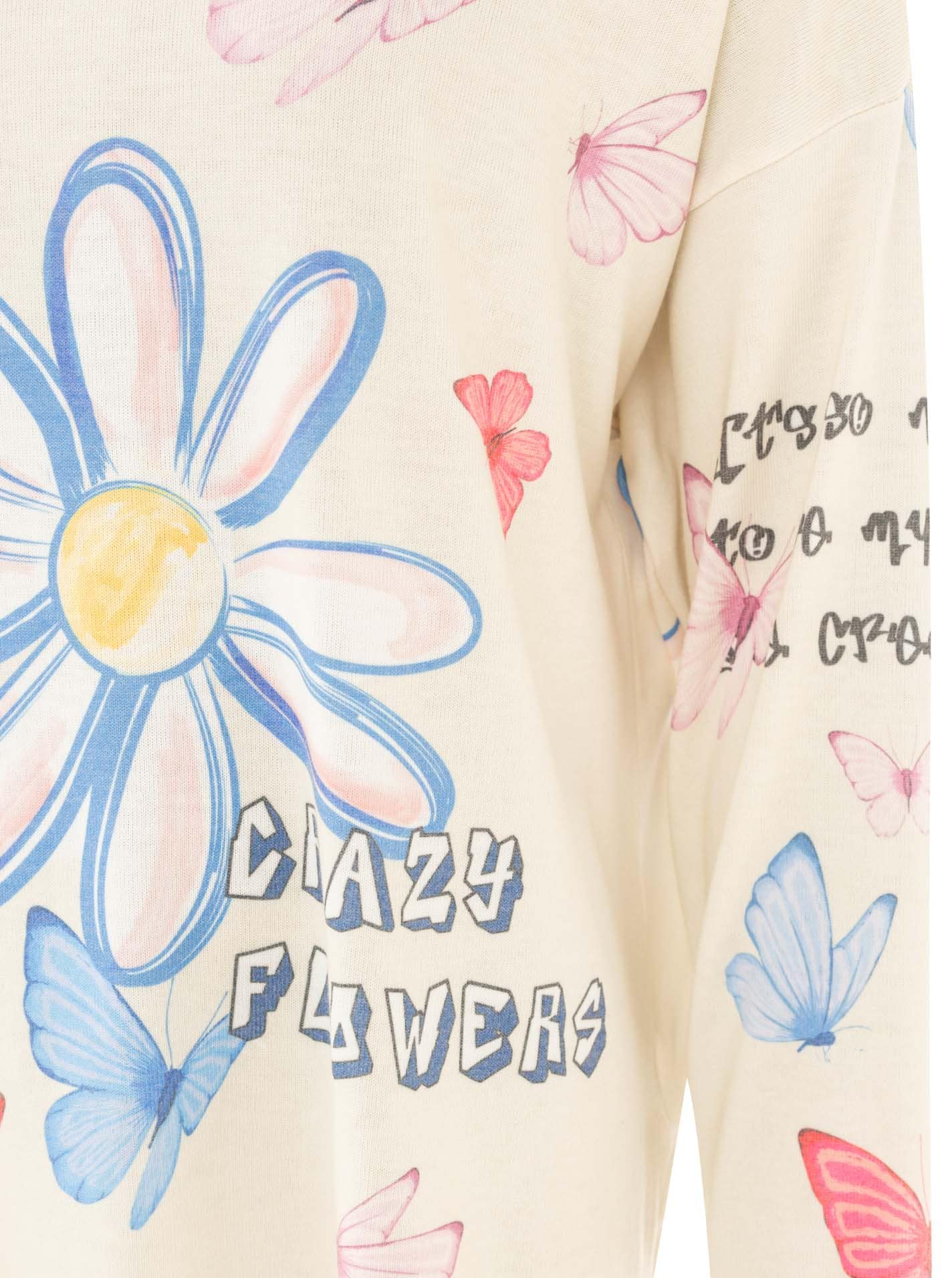Zwillingsherz T-shirt à manches longues »"Crazy Flower"« Blumendesign, V-Neck, leichtes Material