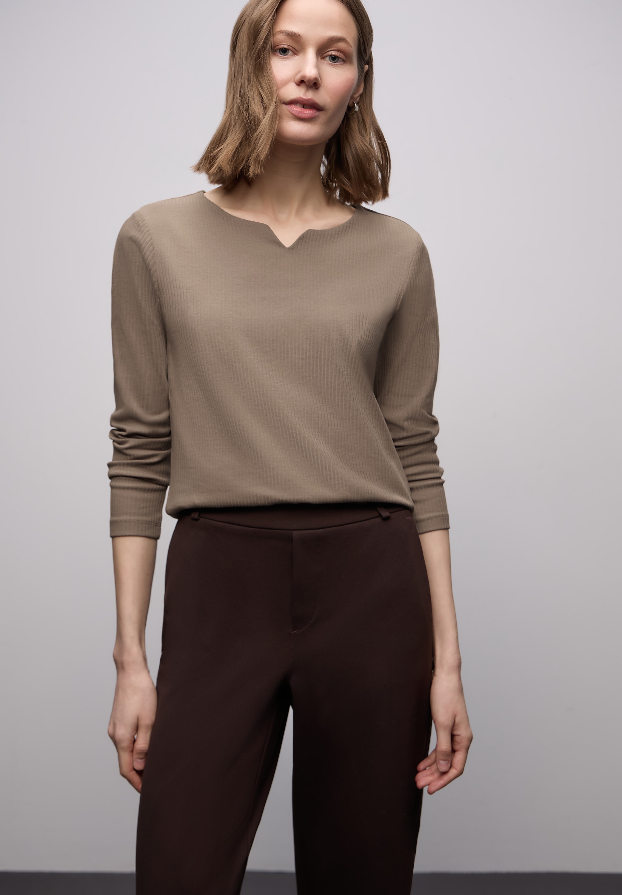 Image of STREET ONE Langarmshirt mit Rippstruktur