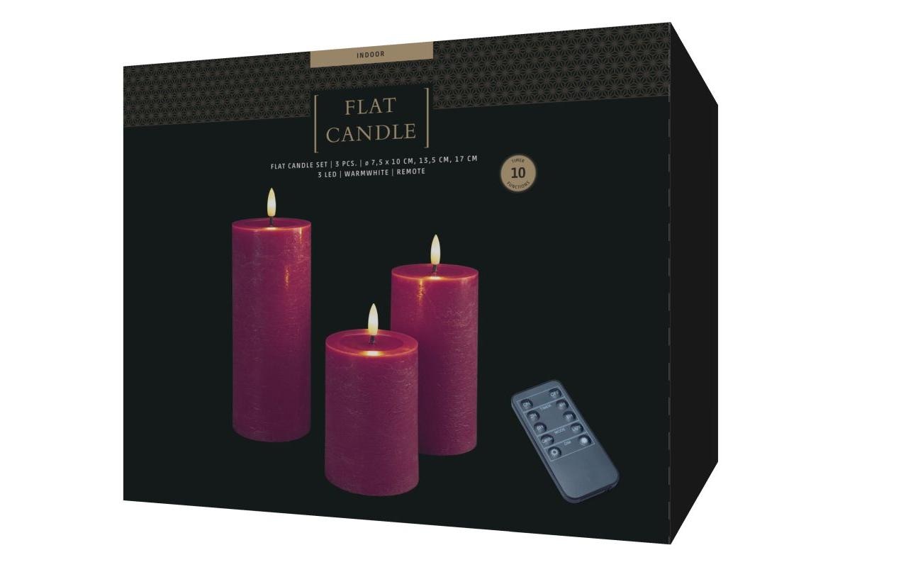 STT LED-Kerze »Flat Candle Set, bordeaux, Wachs«