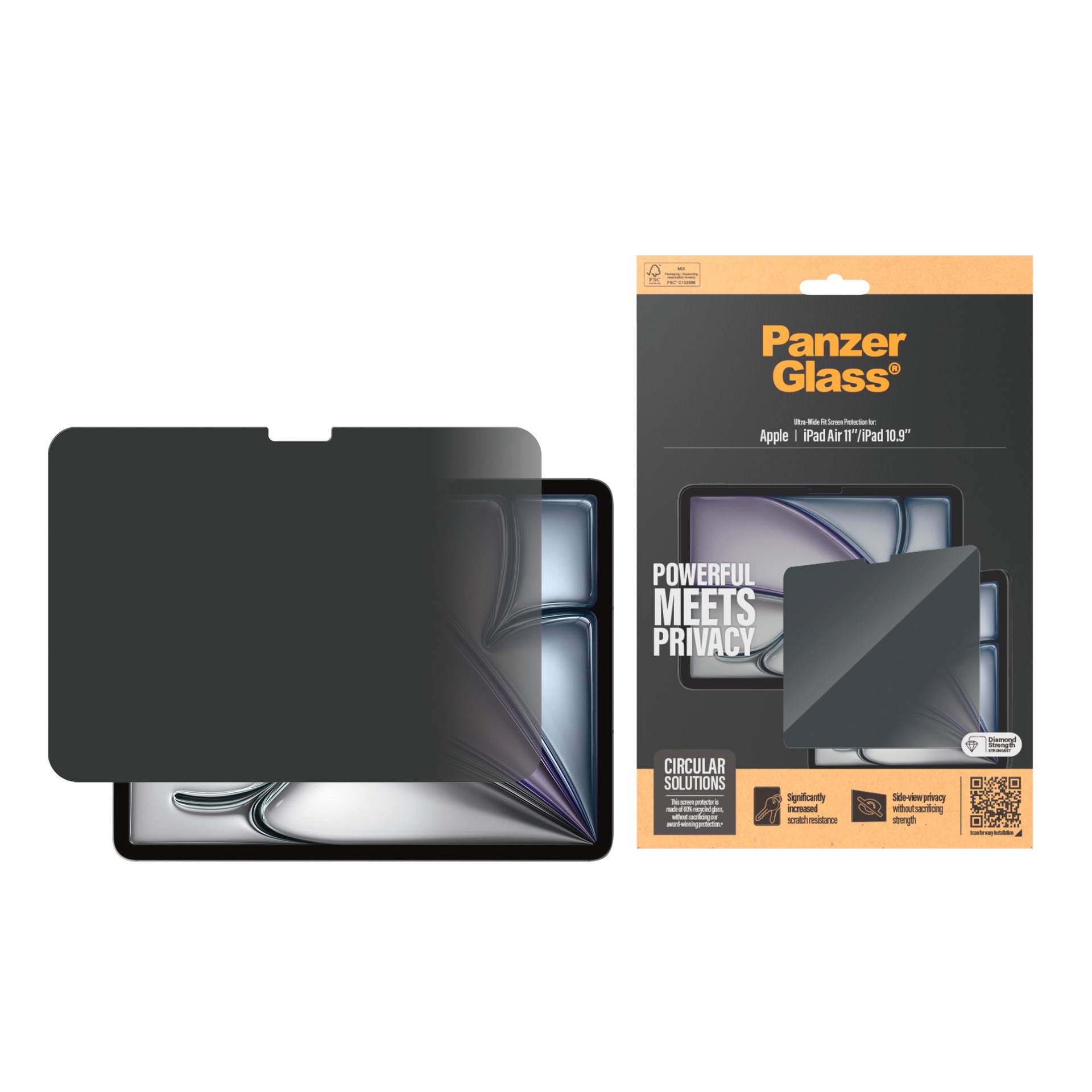 Image of PanzerGlass Displayschutzglas "Ultra-Wide Fit Privacy Screen Protection" für Apple iPad Air 11;Apple iPad Air 10.9 Displayschutzfolie, Schutzfolie, Sichtschutz, kratz- & stossfest