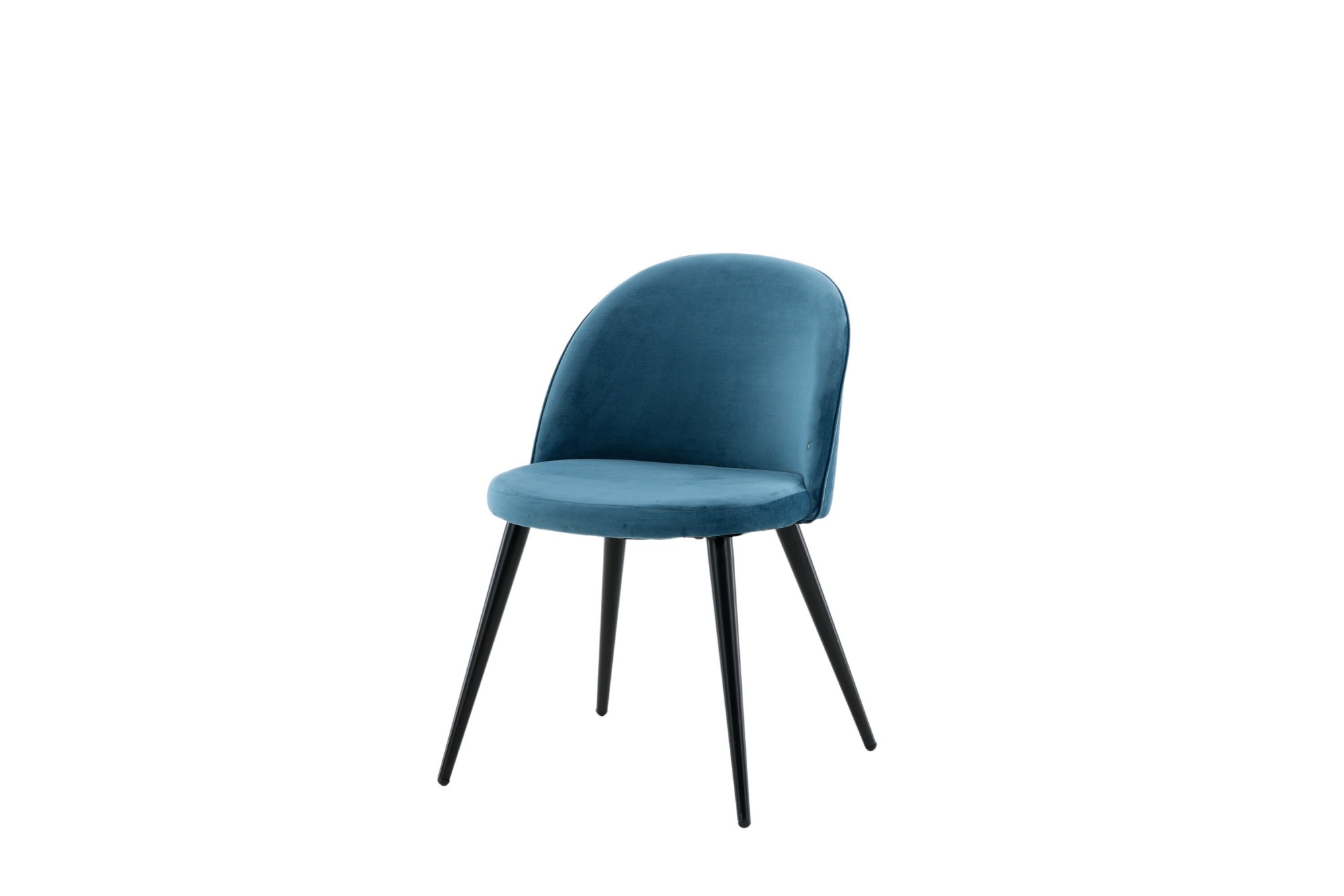 VENTURE DESIGN Esszimmerstuhl aus Samt, blauer Samt und Metall, blau